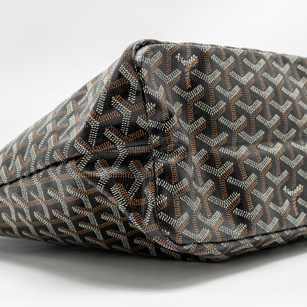 GOYARD BOHEME HOBO BAG GOYARDINE CANVAS/CALFSKIN BLACK SHW