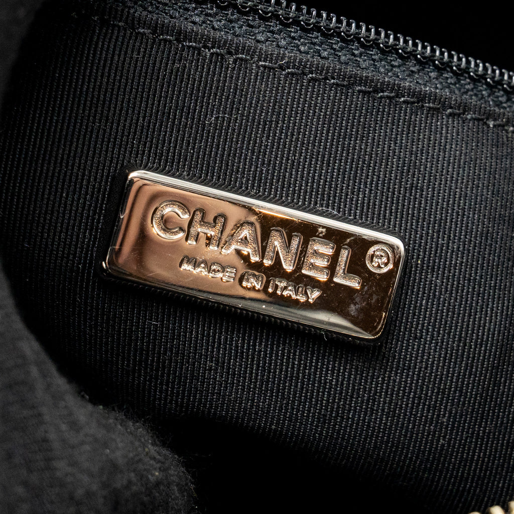 CHANEL SMALL GABRIELLE HOBO BAG WITH TOP HANDLE CROC-EMBOSSED CALFSKIN BLACK MULTICOLOURED HARDWARE