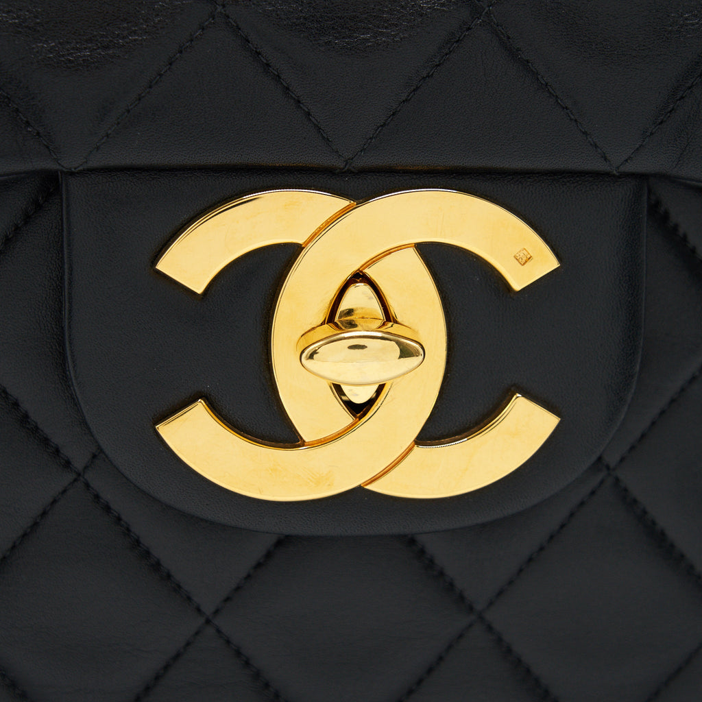 CHANEL VINTAGE MAXI FLAP BAG BLACK 24K GHW