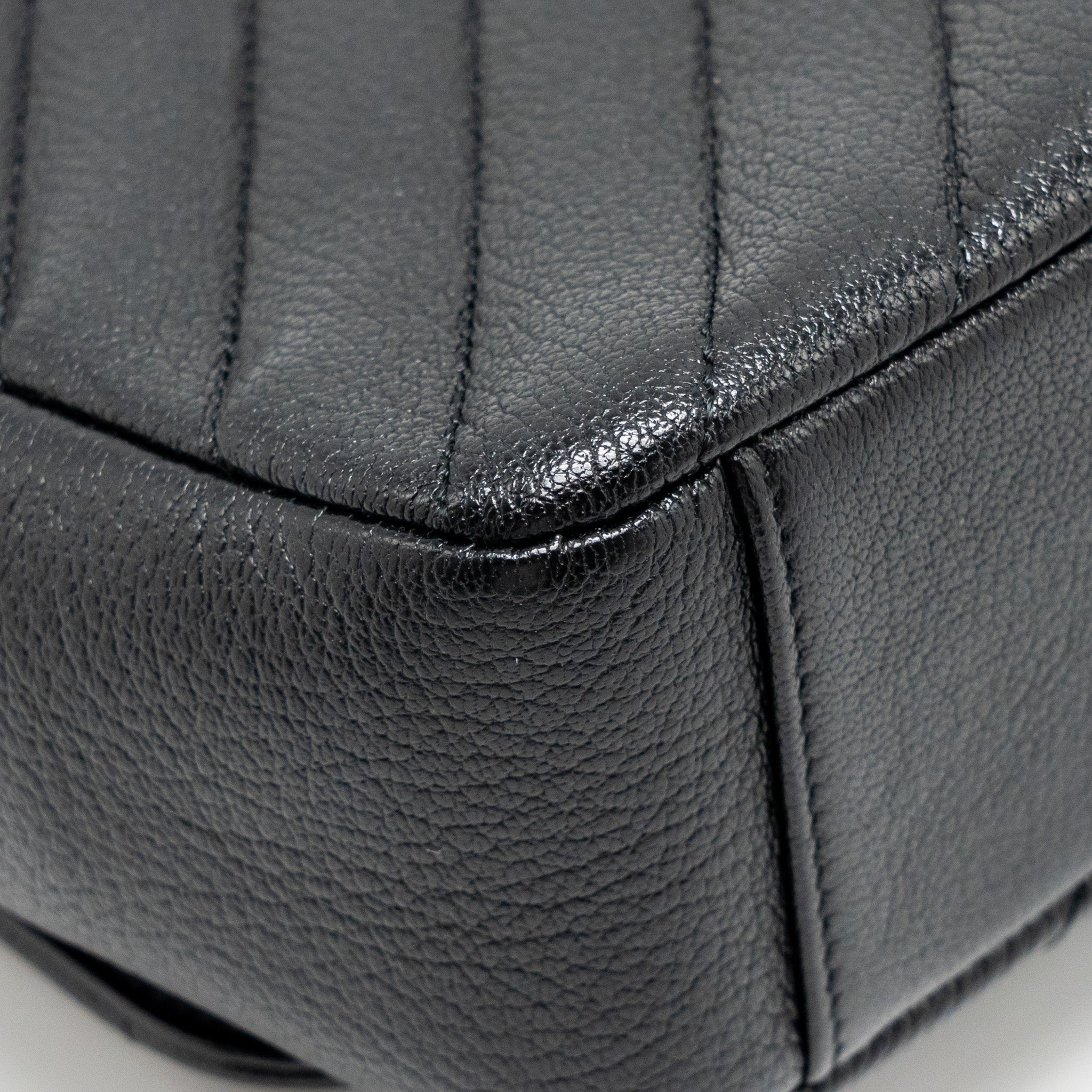 CHANEL SMALL DIAGNOAL FLAP BAG SHINY GOATSKIN BLACK GHW
