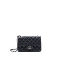 CHANEL MINI RECTANGULAR LAMBSKIN DARK PURPLE BLACK HARDWARE