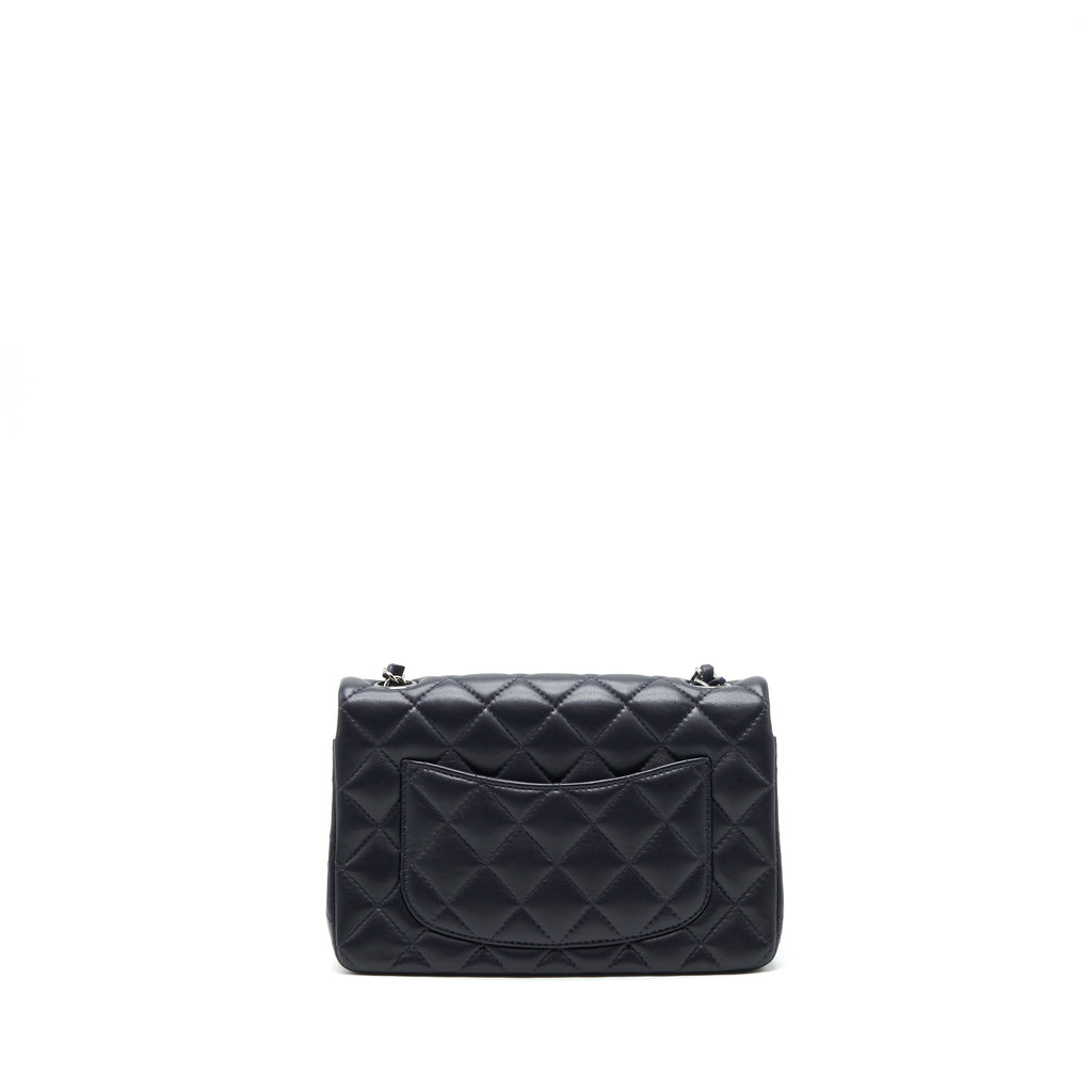 CHANEL MINI RECTANGULAR LAMBSKIN DARK PURPLE BLACK HARDWARE