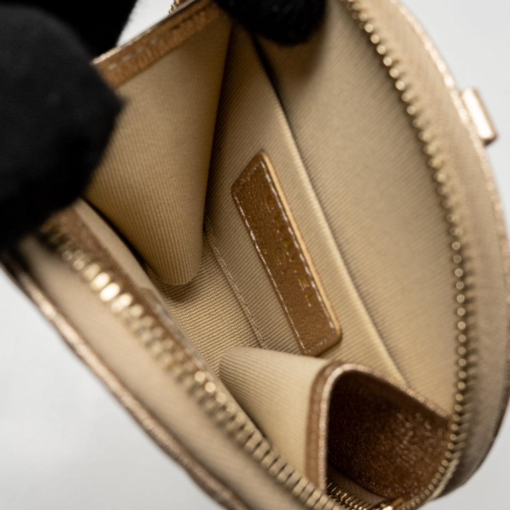 CHANEL 25C COIN POUCH AND AIRPODS CASE METALLIC LAMBSKIN GOLD GHW (MICROCHIP)