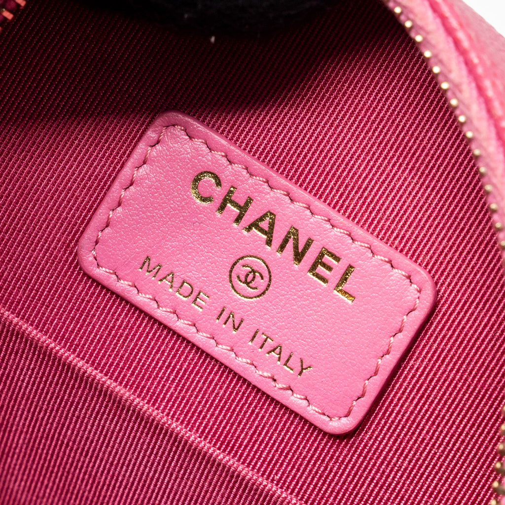 CHANEL ROUND VANITY WITH CHAIN CAVIAR PINK LGHW