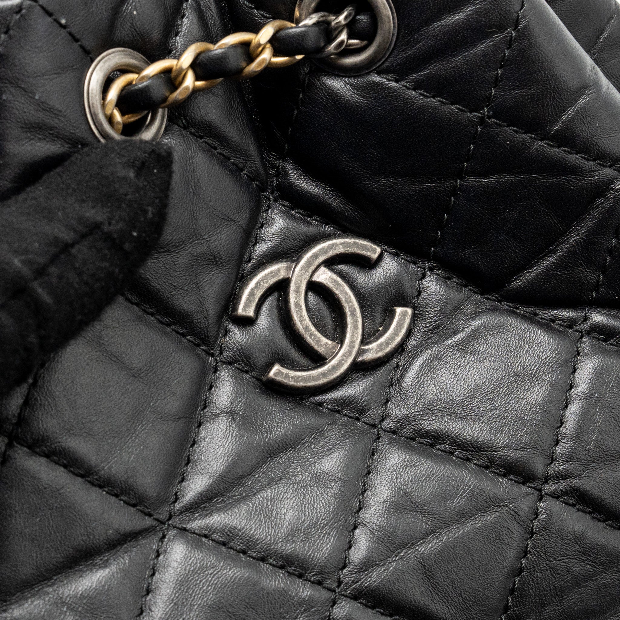 CHANEL SMALL GABRIELLE HOBO BAG AGED CALFSKIN BLACK MULTICOLOURED HARDWARE