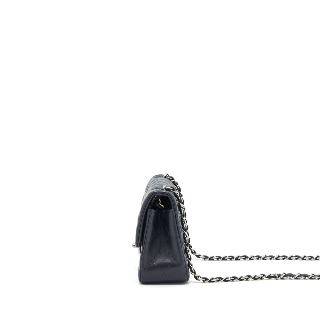 CHANEL MINI RECTANGULAR LAMBSKIN DARK PURPLE BLACK HARDWARE