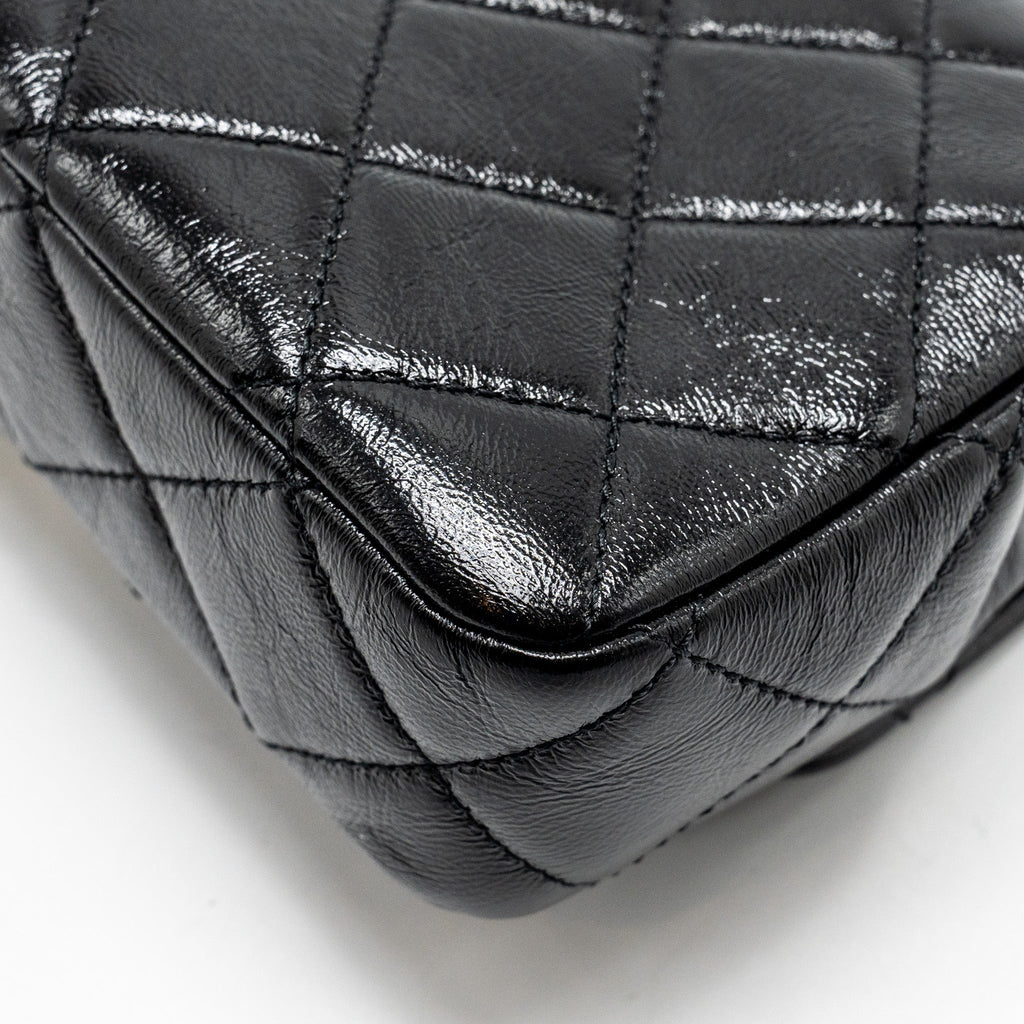 CHANEL 24B GIANT CHAIN FLAP SHOULDER BAG LAMBSKIN BLACK GHW (MICROCHIP)