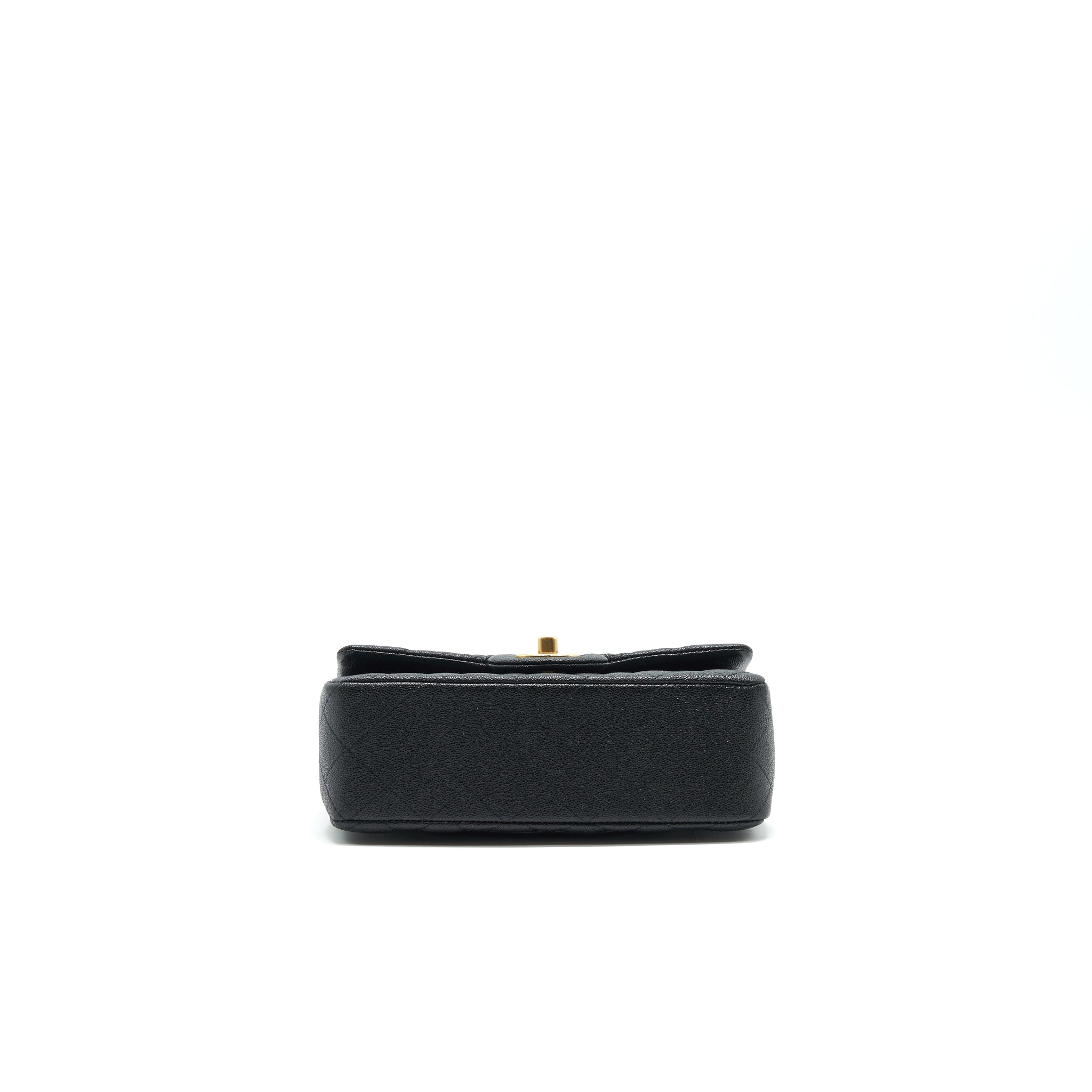 CHANEL RECTANGULAR MINI TOP HANDLE FLAP BAG GRANIED CALFSKIN BLACK GHW