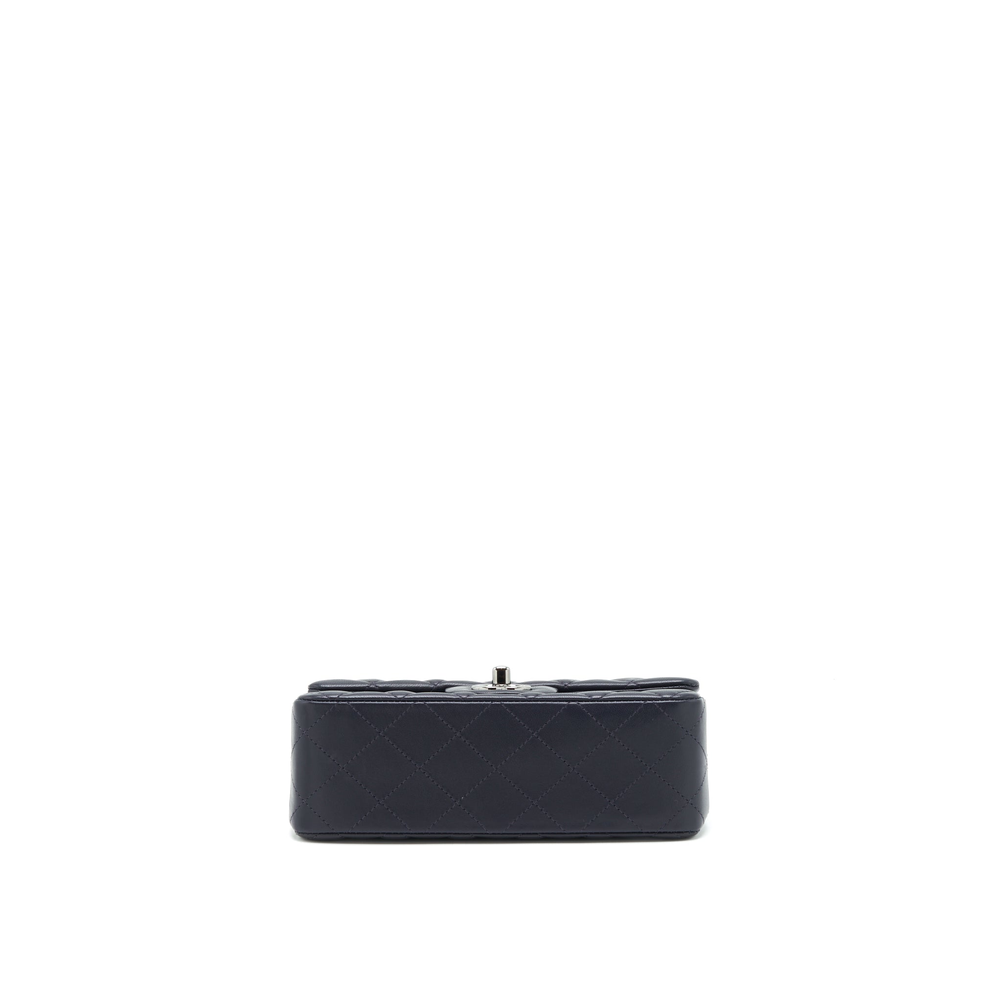 CHANEL MINI RECTANGULAR LAMBSKIN DARK PURPLE BLACK HARDWARE