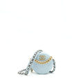CHANEL 19 ROUND CLUTCH WITH CHAIN LAMBSKIN LIGHT BLUE