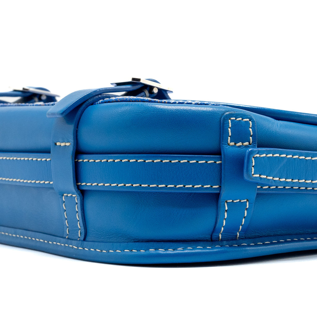 GOYARD BELVEDERE PM MESSANGER BAG GOYARDLINE CANVAS / CALFSKIN BLUE SHW