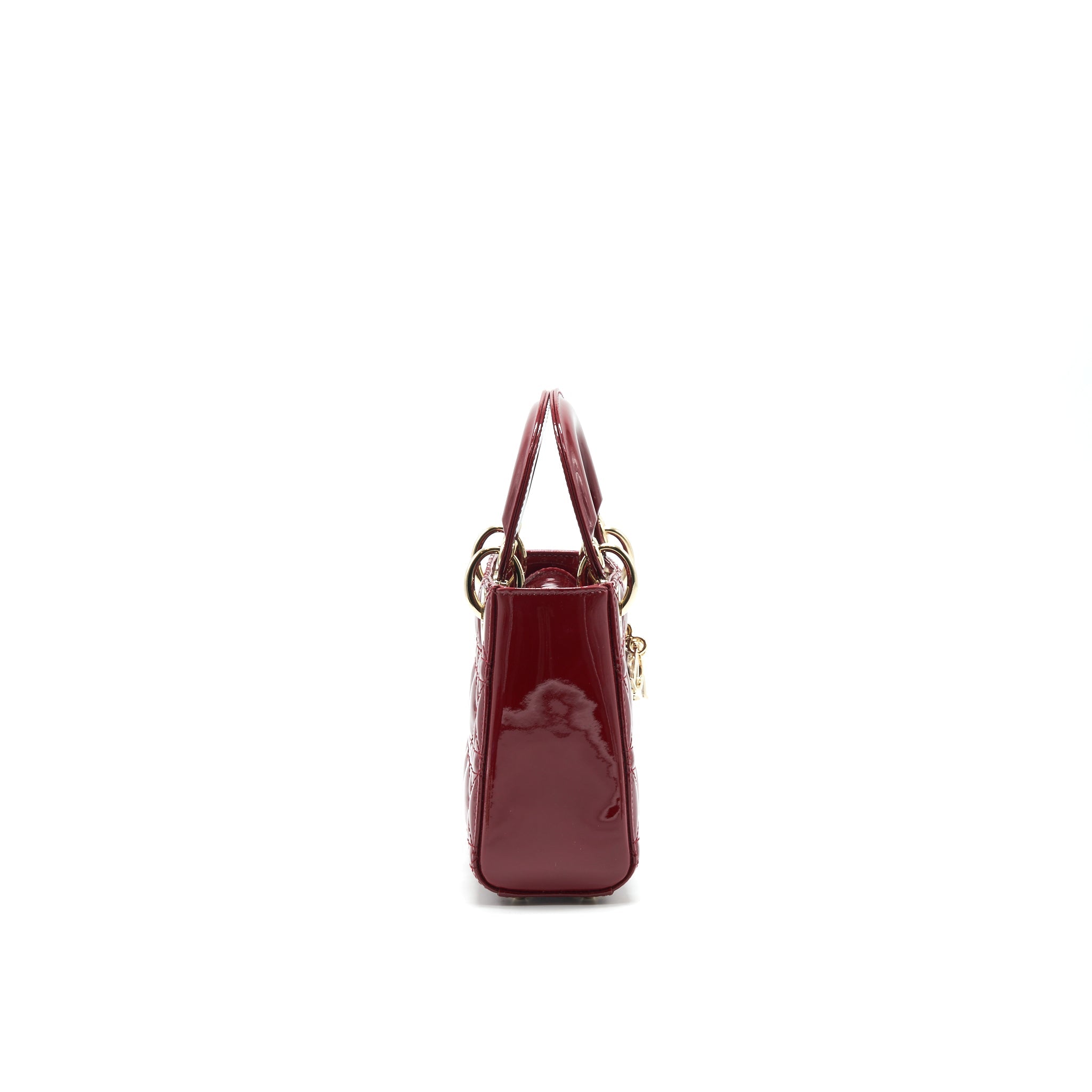 DIOR MINI LADY DIOR PATENT LEATHER RED WITH LGHW