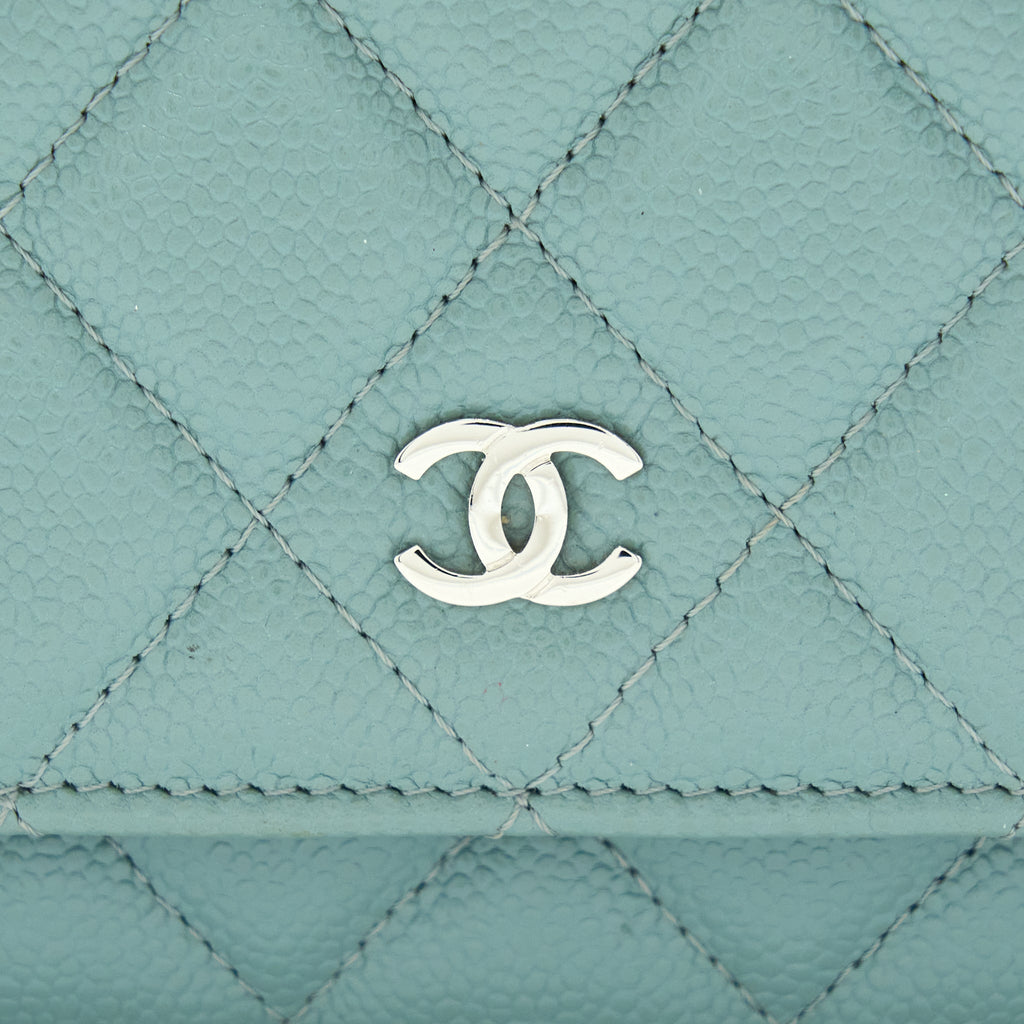 CHANEL WALLET ON CHAIN CAVIAR LIGHT BLUE SHW