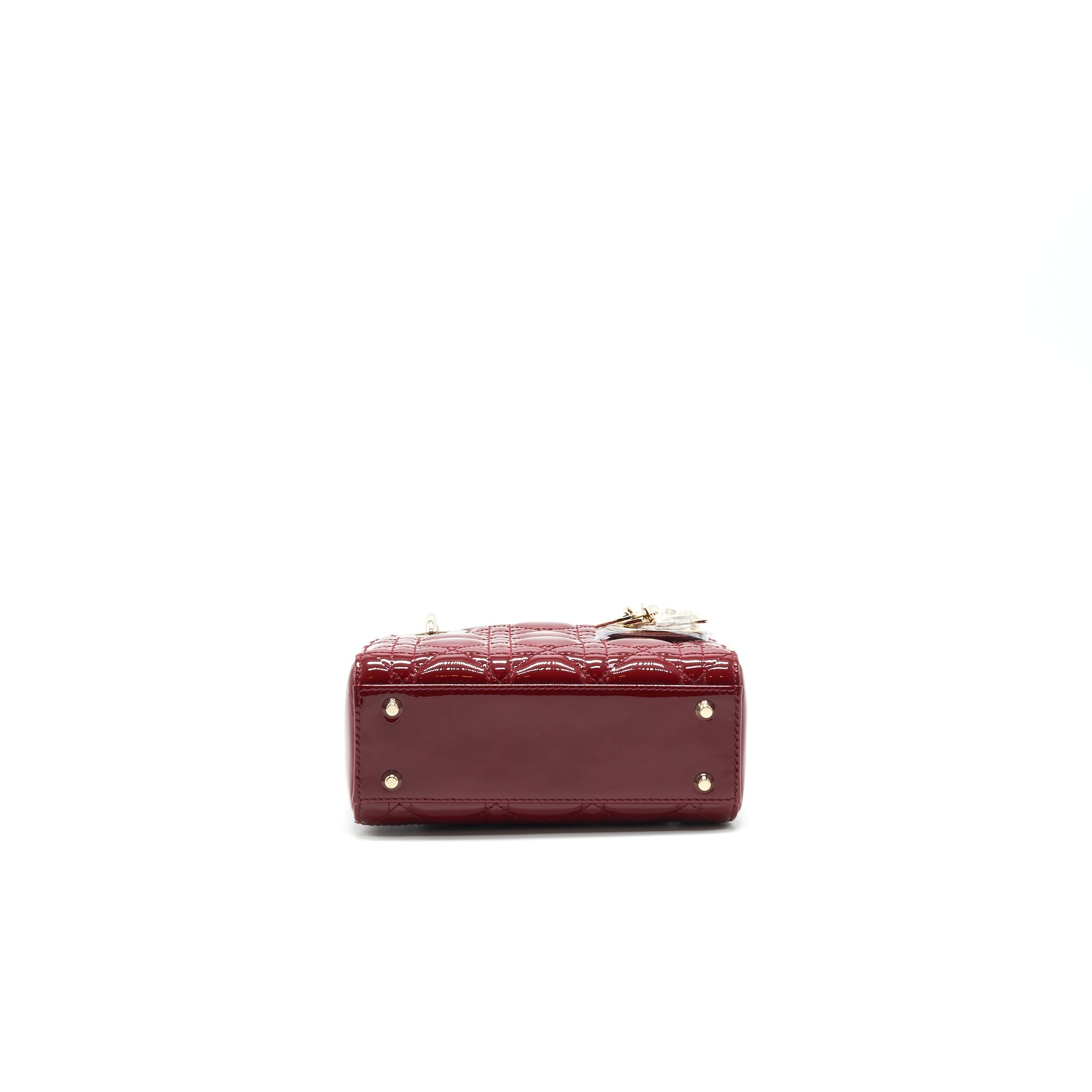 DIOR MINI LADY DIOR PATENT LEATHER RED WITH LGHW