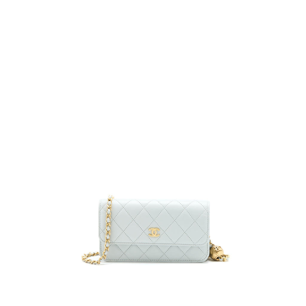 CHANEL 23C PEARL CRUSH MINI FLAP BAG LAMBSKIN LIGHT GREY BRUSHED GHW (MICROCHIP)