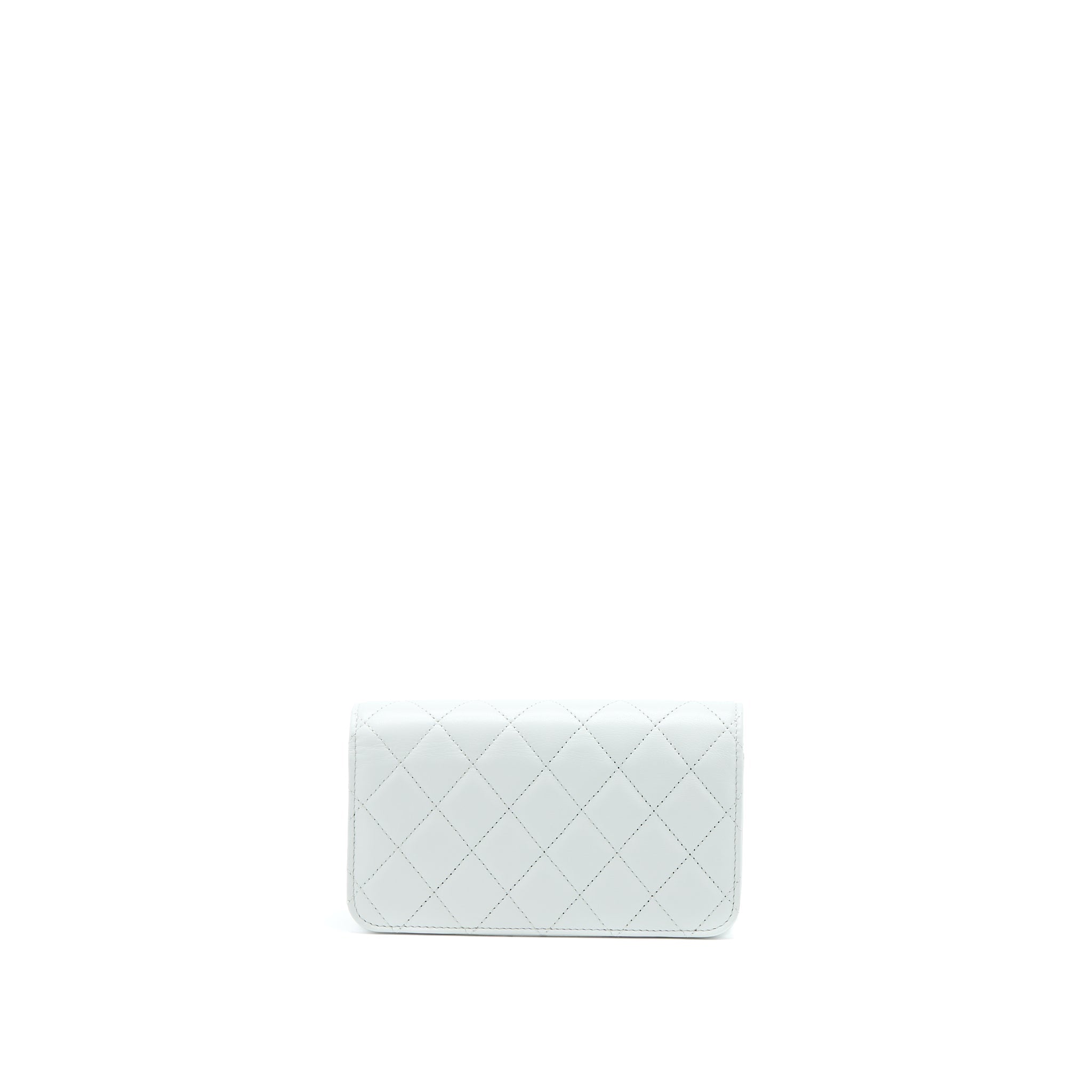 CHANEL 23C PEARL CRUSH MINI FLAP BAG LAMBSKIN LIGHT GREY BRUSHED GHW (MICROCHIP)