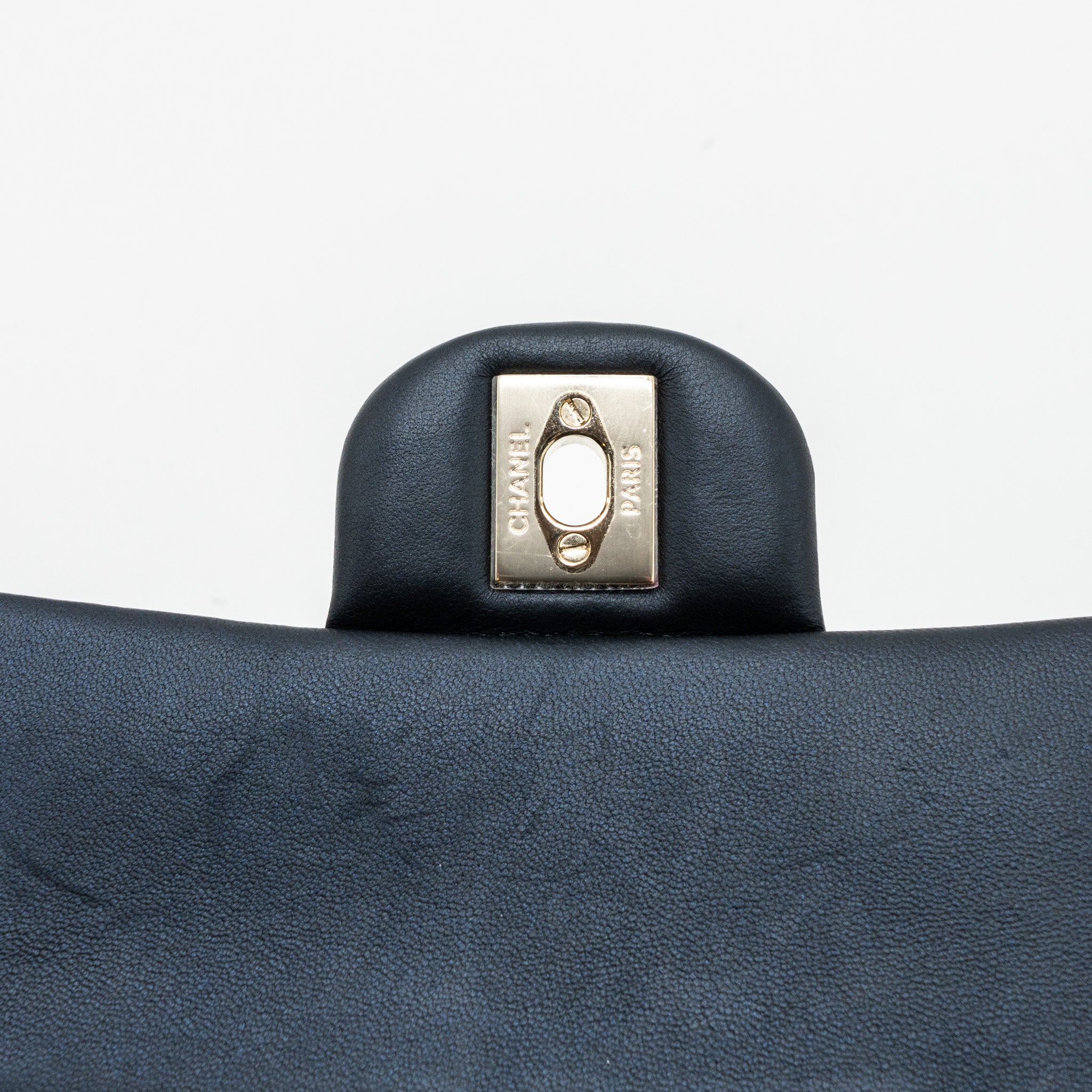 CHANEL 22A TOP HANDLE MINI RECTANGULAR FLAP BAG LAMBSKIN DARK BLUE LGHW(MICROCHIP)