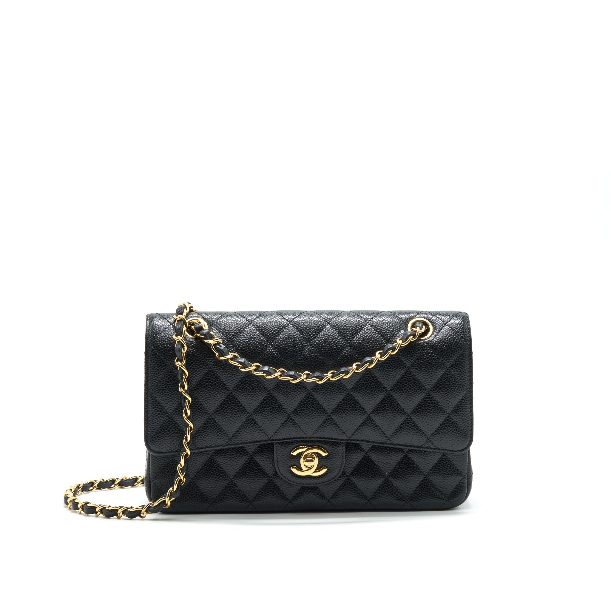 CHANEL MEDIUM CLASSIC DOUBLE FLAP BAG CAVIAR BLACK GHW SERIAL 25