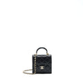 CHANEL 22P TOP HANDLE MINI FLAP BAG WITH CHAIN LAMBSKIN BLACK LGHW