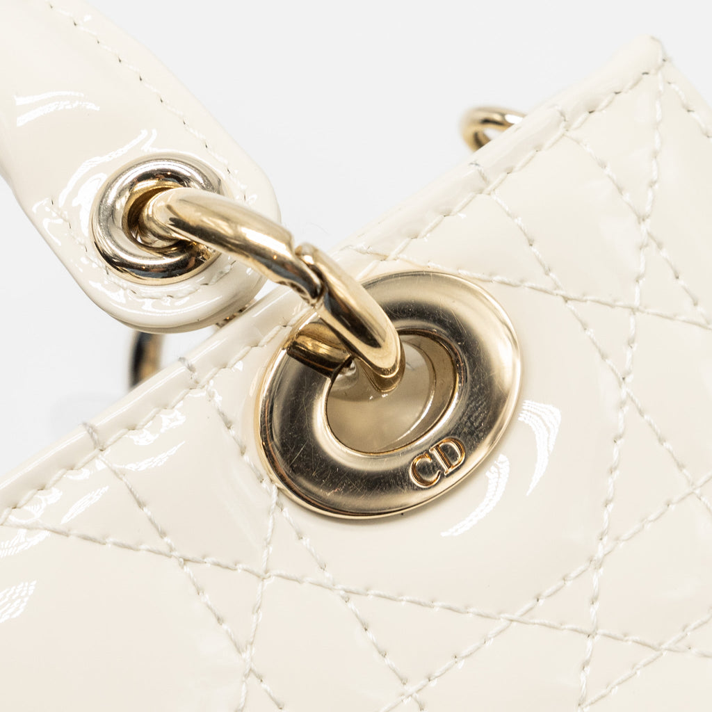 DIOR LADY D-JOY MICRO BAG PATENT CREAMY WHITE LGHW