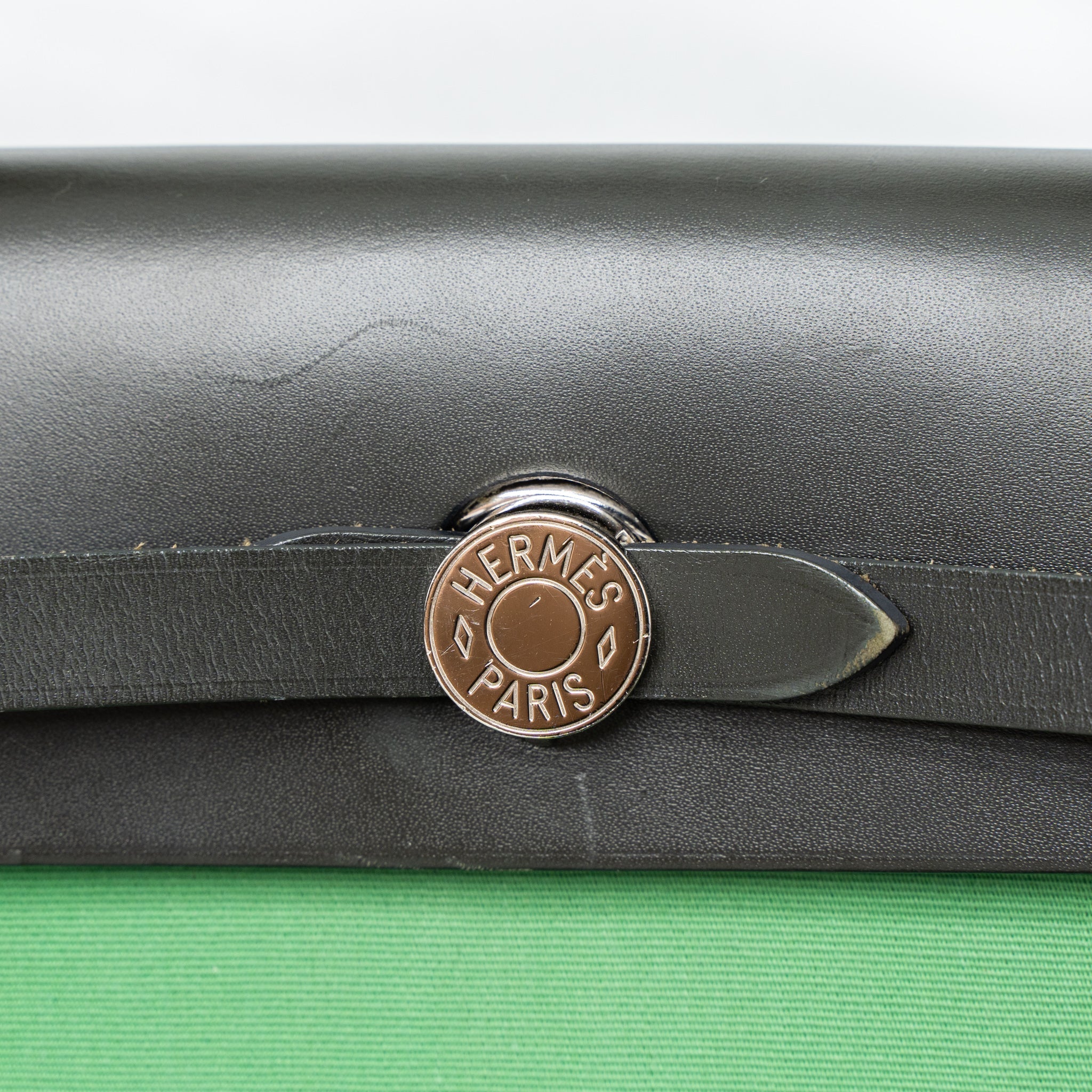 HERMES HERBAG 31 ZIP BAG CACHE HUNTER/CANVAS GREEN SHW