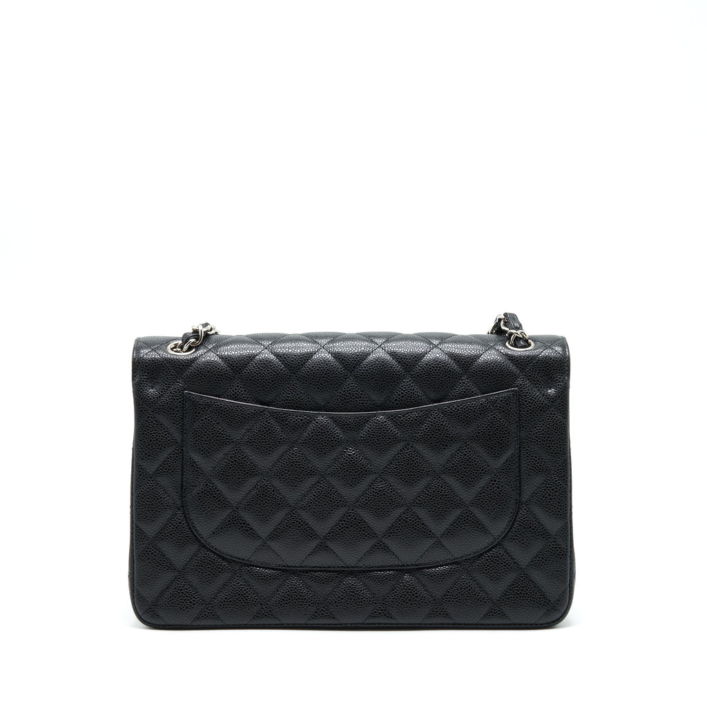 CHANEL JUMBO CLASSIC DOUBLE FLAP BAG CAVIAR BLACK SHW