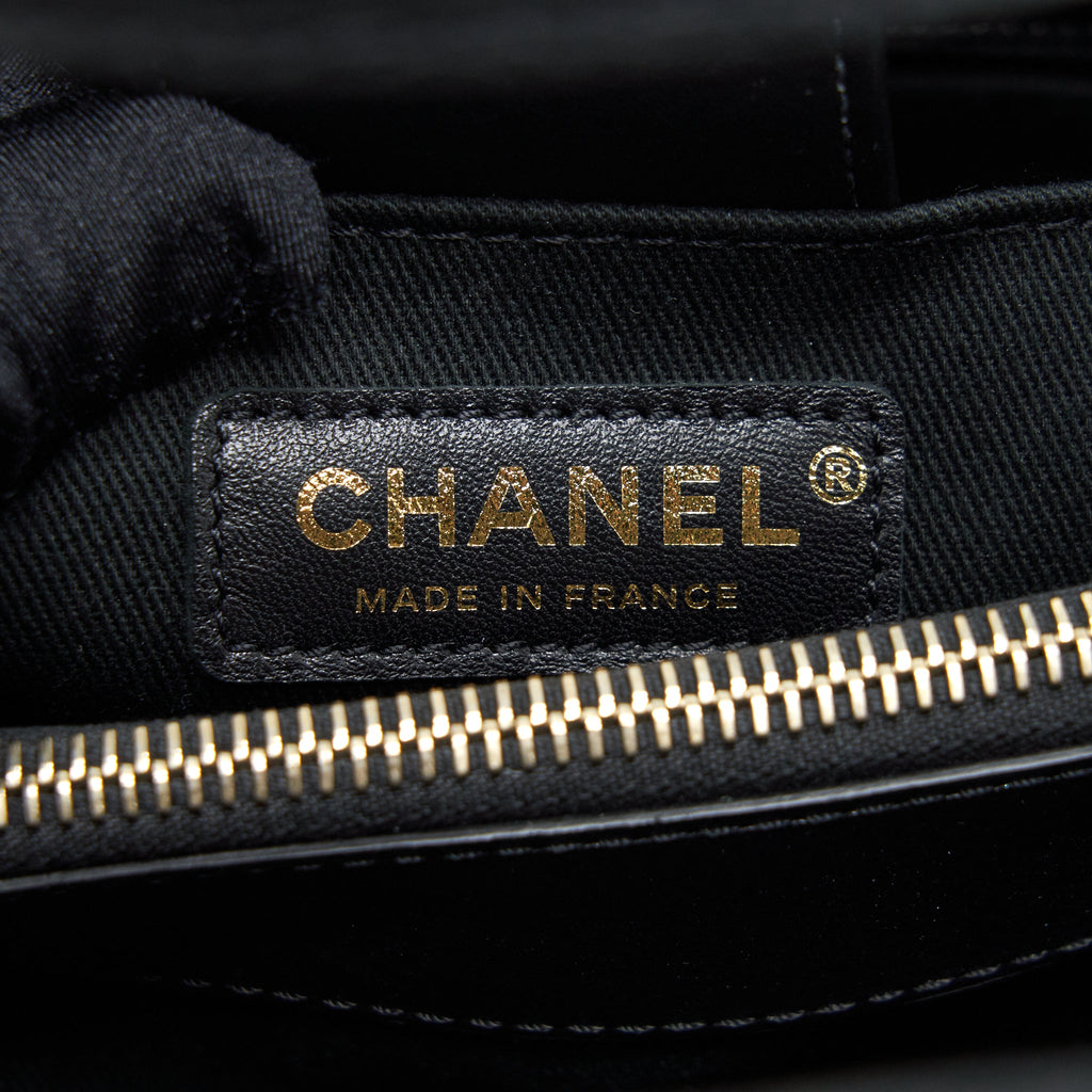 CHANEL SUEDE LEATHER TOTE BAG BLACK LGHW