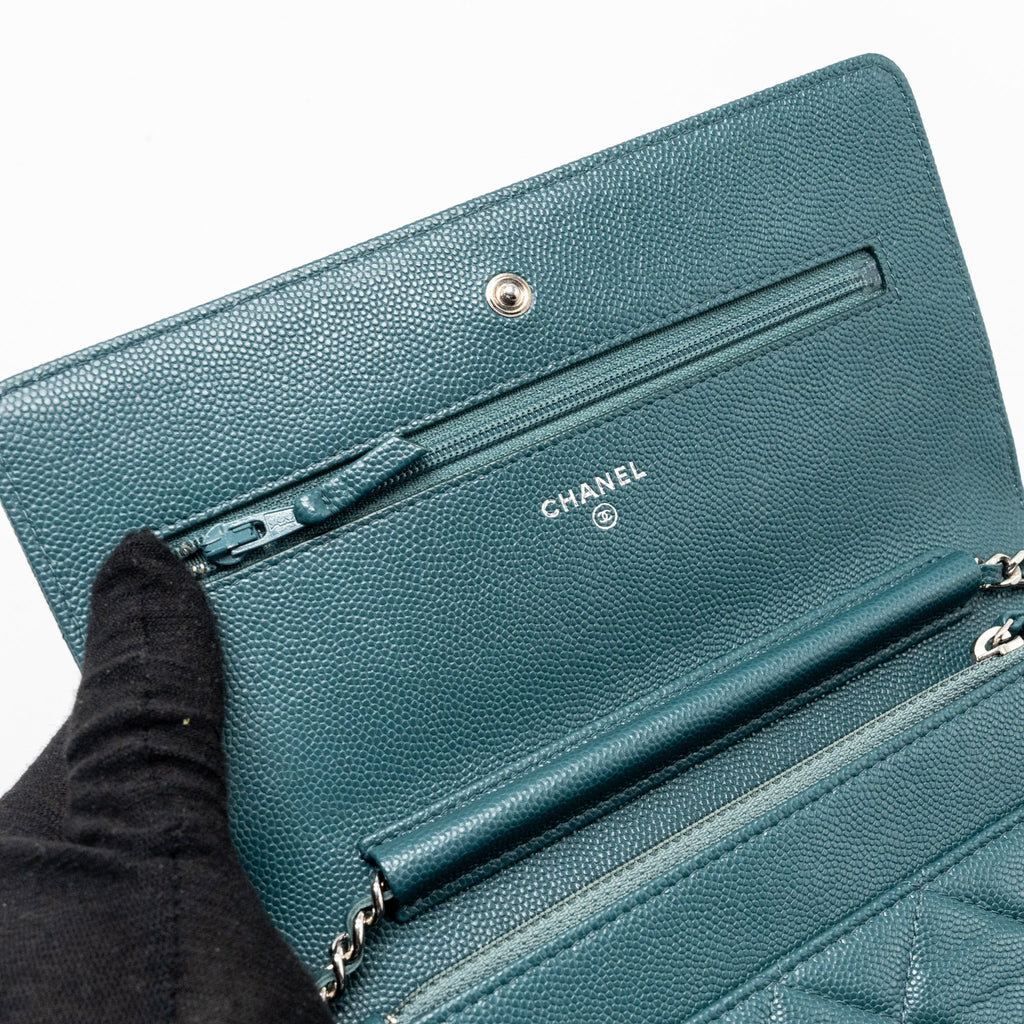 CHANEL CLASSIC WALLET ON CHAIN CAVIAR DARK GREEN SHW