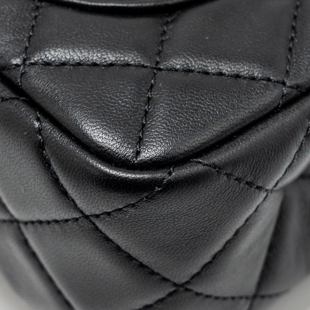 CHANEL PEARL CRUSH MINI RECTANGULAR FLAP BAG LAMBSKIN BLACK GHW (MICROCHIP)