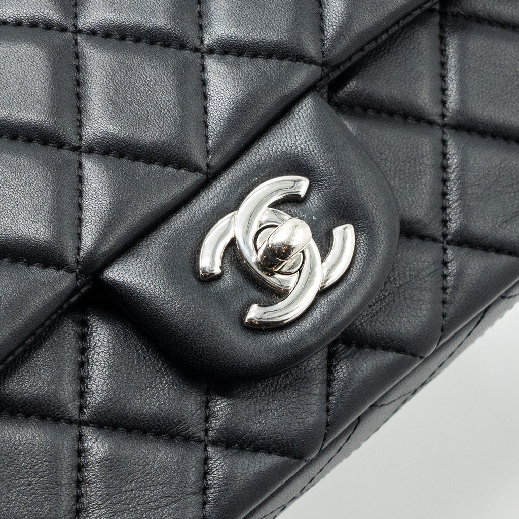 CHANEL CLASSIC MINI RECTANGULAR FLAP BAG LAMBSKIN BLACK SHW