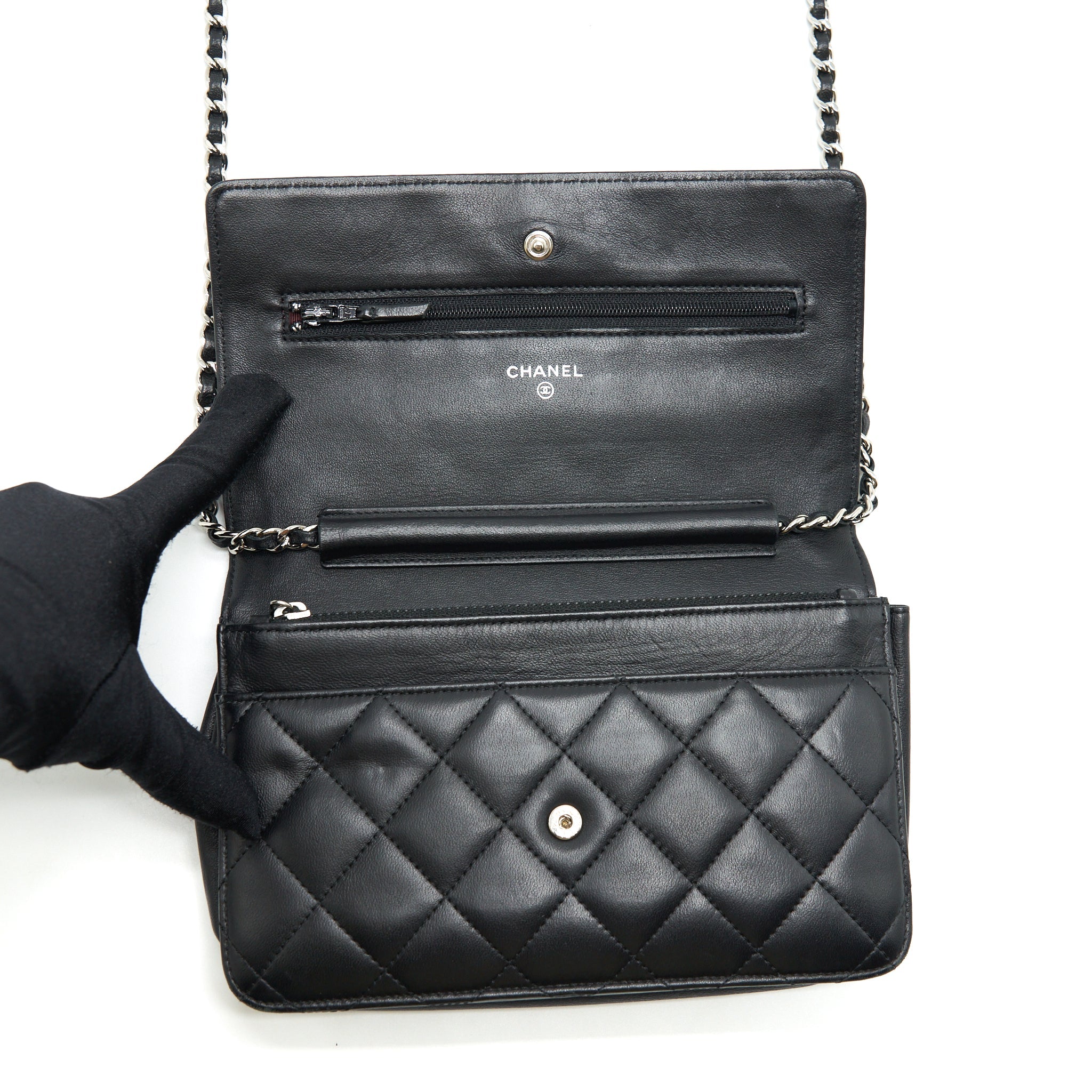 CHANEL WALLET ON CHAIN LAMBSKIN BLACK SHW