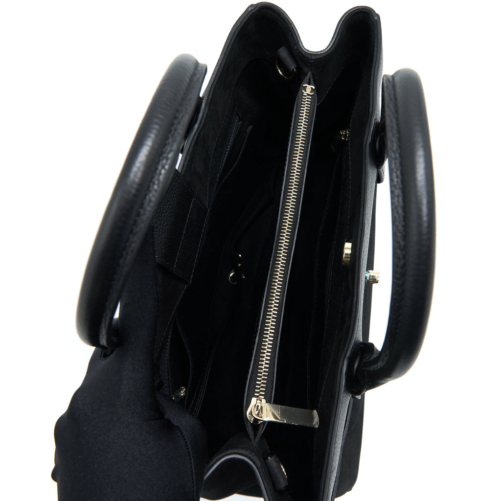 CHANEL SUEDE LEATHER TOTE BAG BLACK LGHW