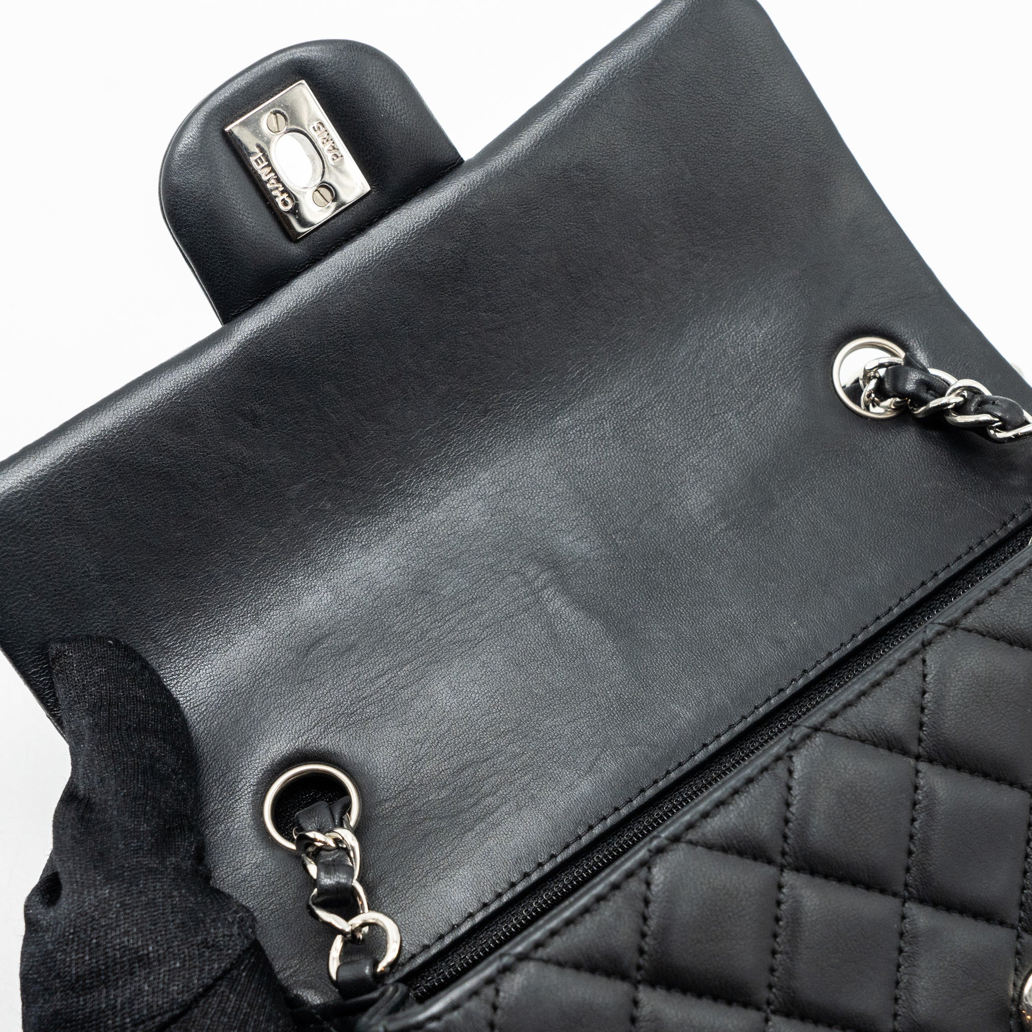 CHANEL CLASSIC MINI RECTANGULAR FLAP BAG LAMBSKIN BLACK SHW