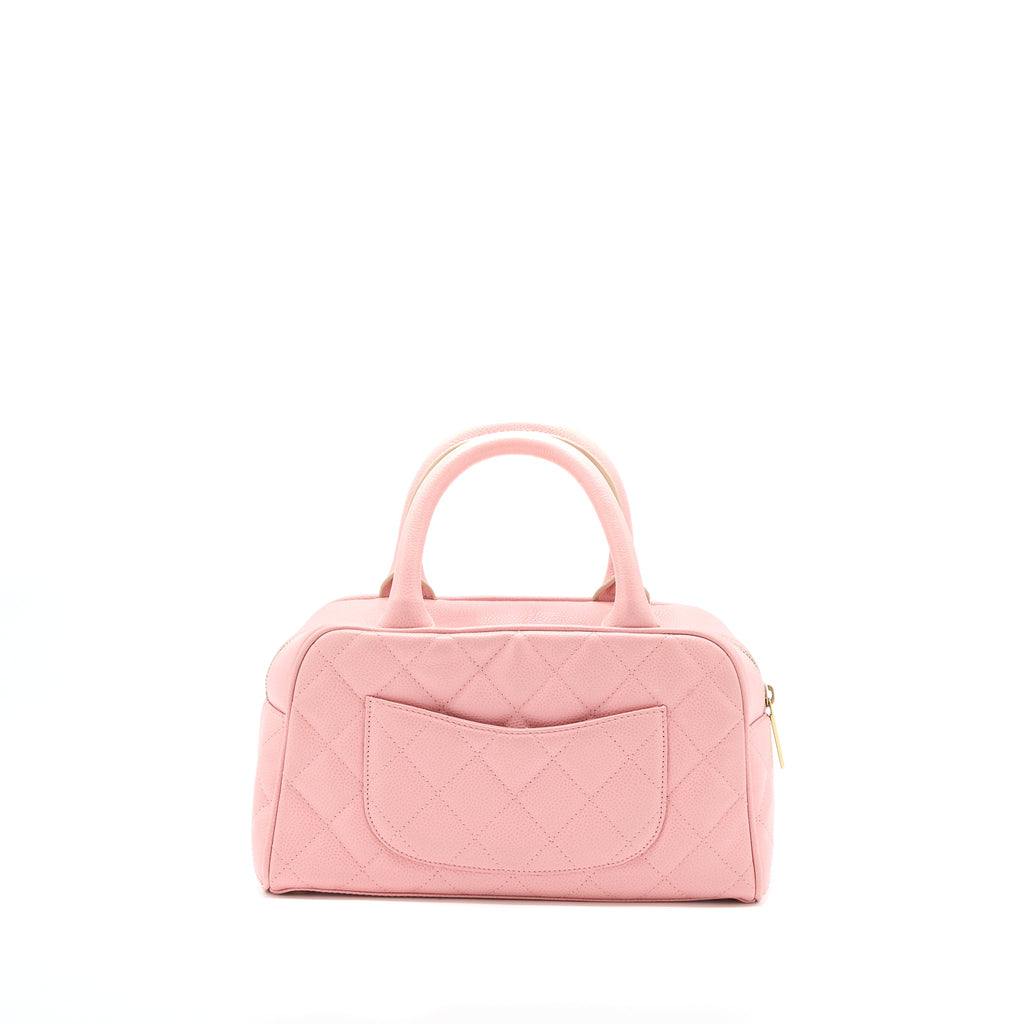 CHANEL VINTAGE BOWLING BAG CAVIAR LIGHT PINK LGHW