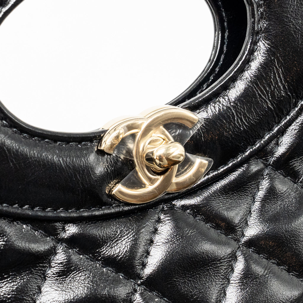 CHANEL MINI 31 BAG SHINY CALFSKIN BLACK LGHW (MICROCHIP)