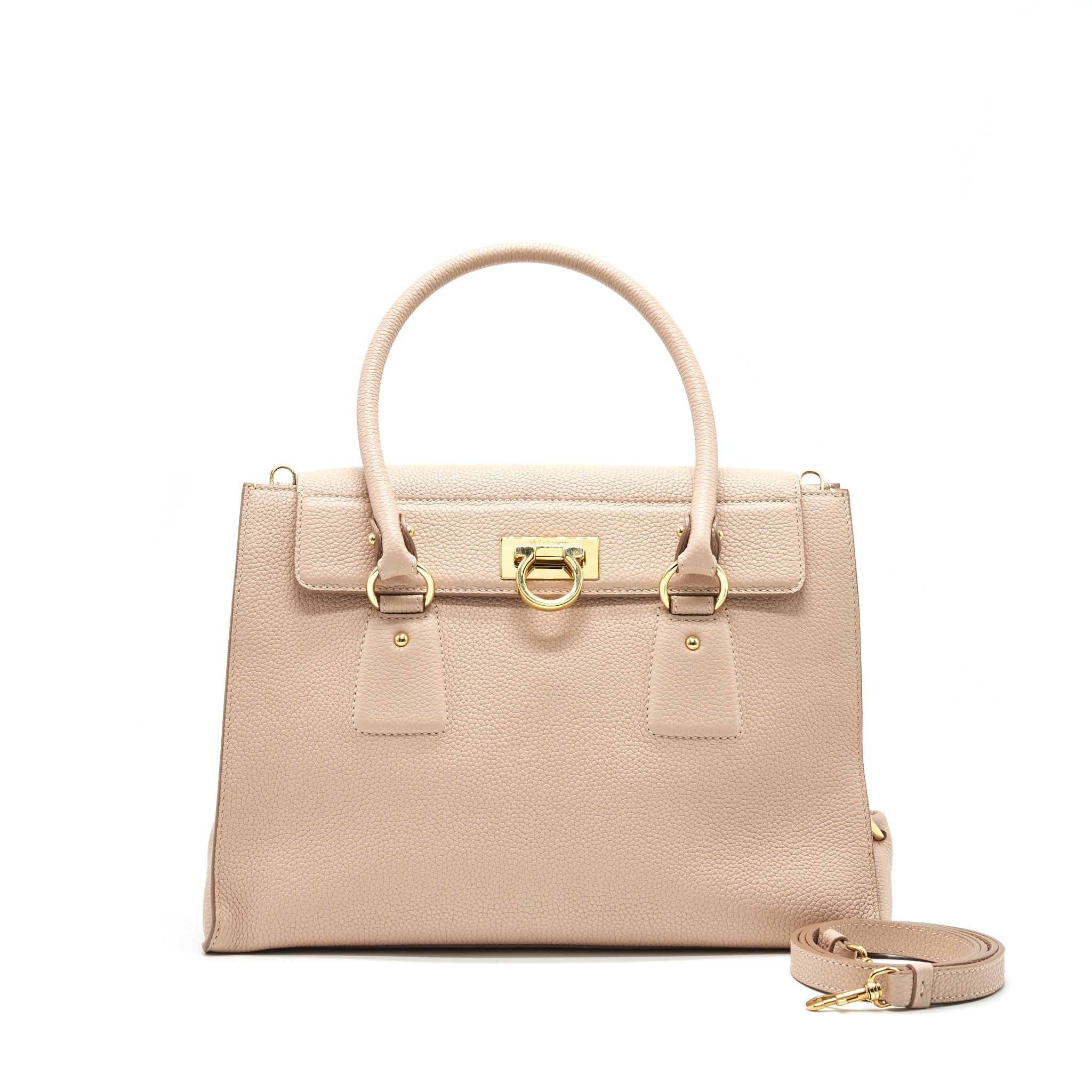 FERRAGAMO TOP HANDLE TOTE BAG GRANIED CALFSKIN