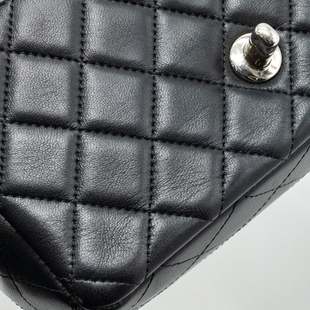 CHANEL CLASSIC MINI RECTANGULAR FLAP BAG LAMBSKIN BLACK SHW