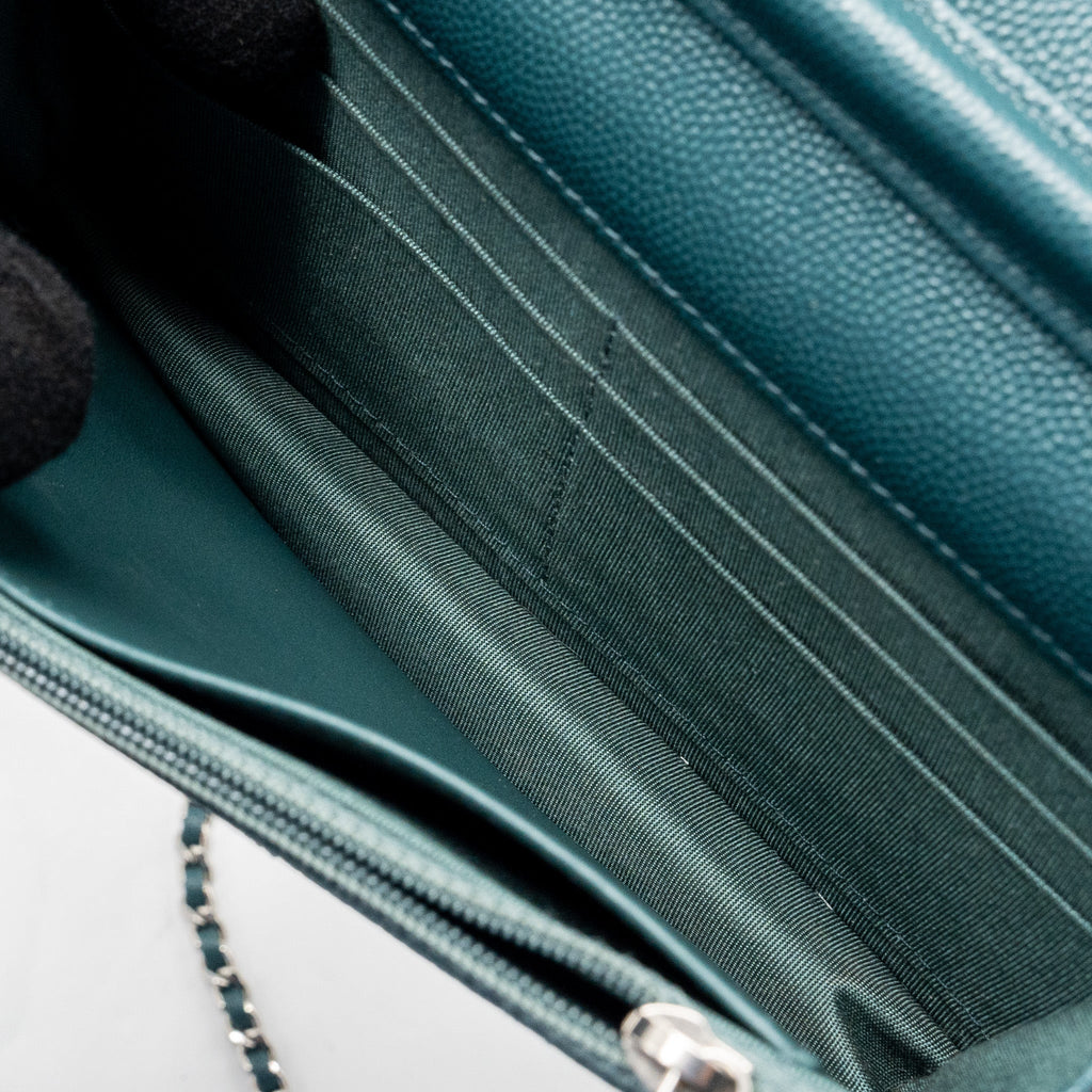 CHANEL CLASSIC WALLET ON CHAIN CAVIAR DARK GREEN SHW