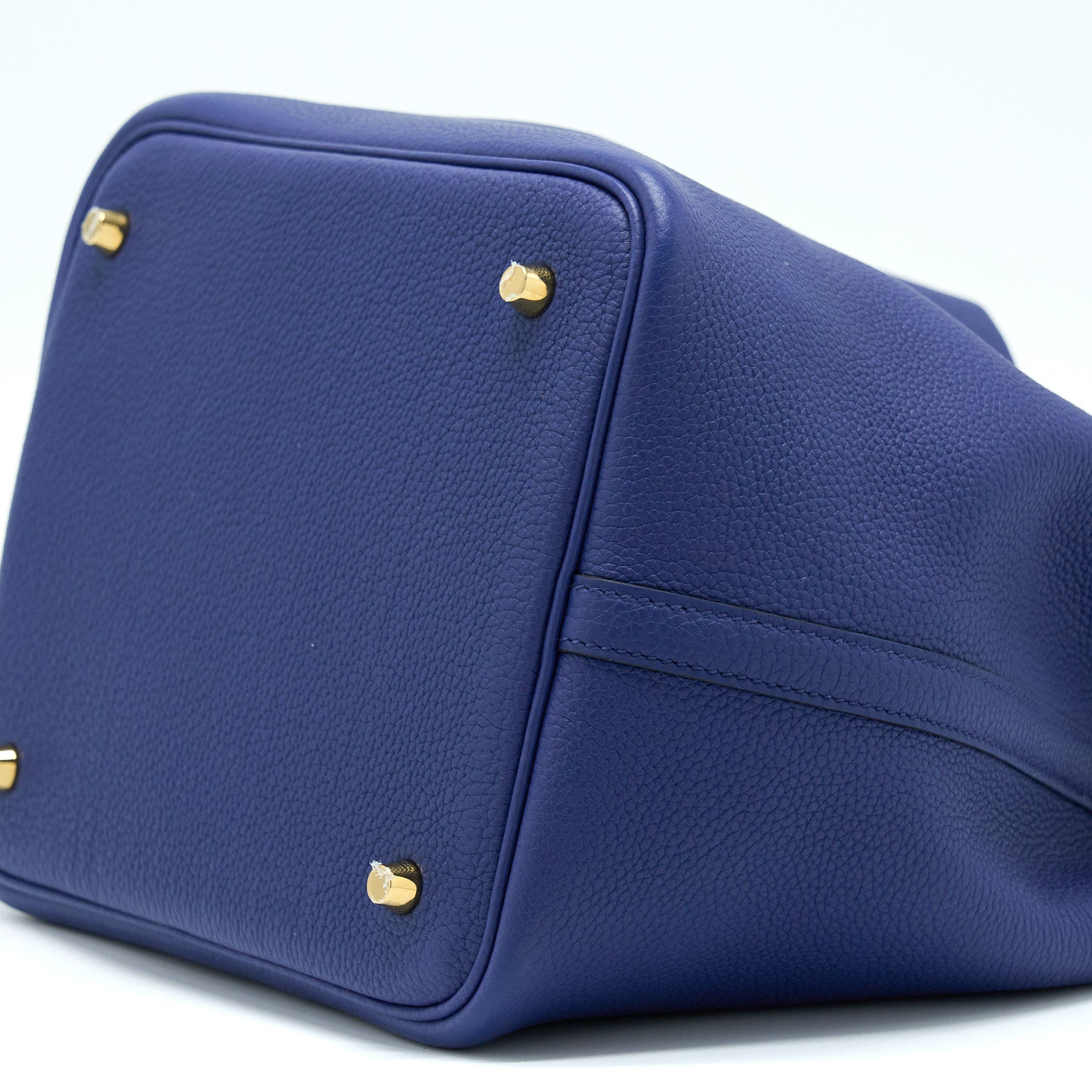 HERMES PICOTIN 22 LOCK BAG TAURILLON MAURICE BLUE SAPHIR GHW