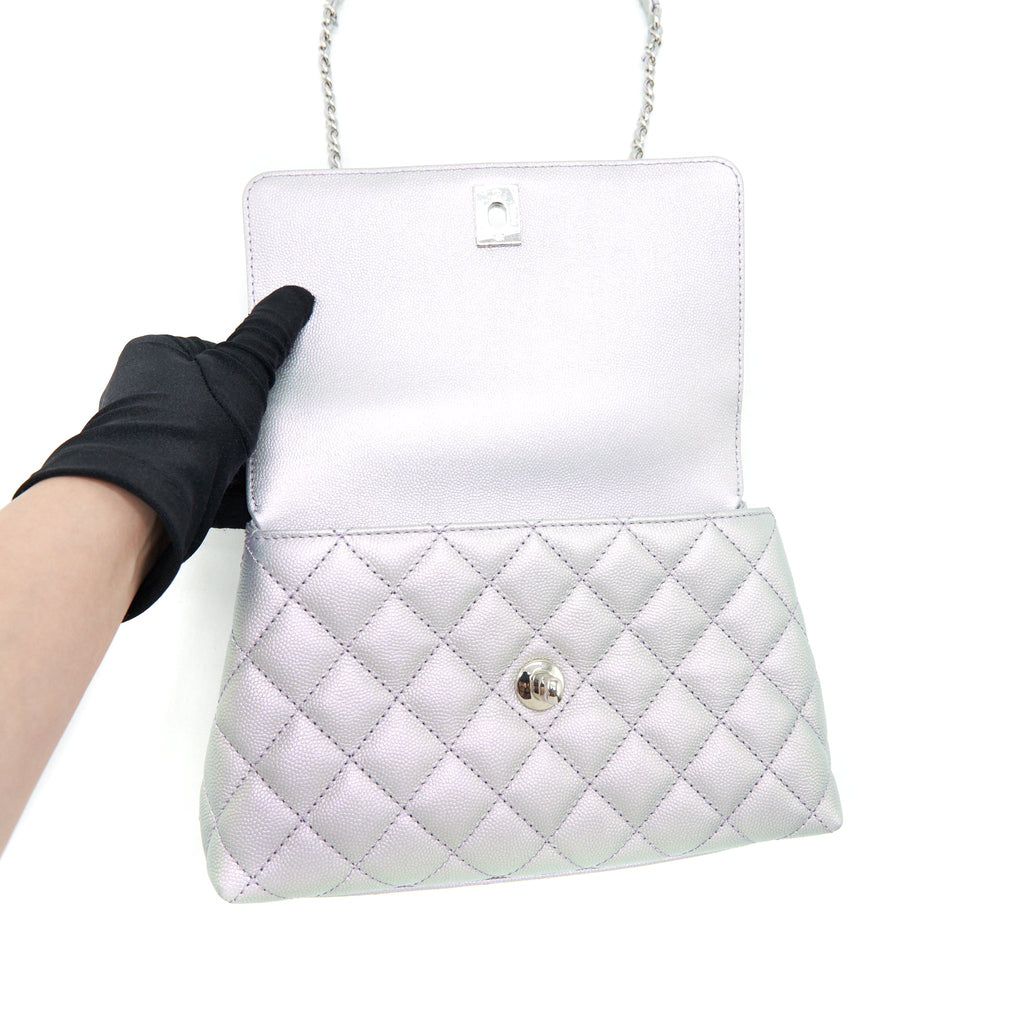 CHANEL 21K SMALL COCO HANDLE 24CM LILAC RAINBOW HARDWARE