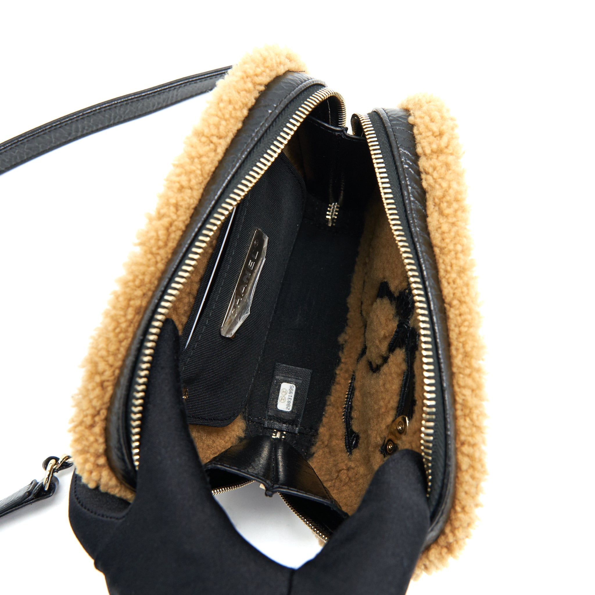 CHANEL CC MANIA WAIST BAG SHEARLING AND SHINY CRUMPLED SHEEPSKIN SMALL