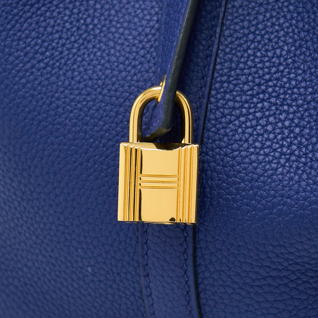 HERMES PICOTIN 22 LOCK BAG TAURILLON MAURICE BLUE SAPHIR GHW
