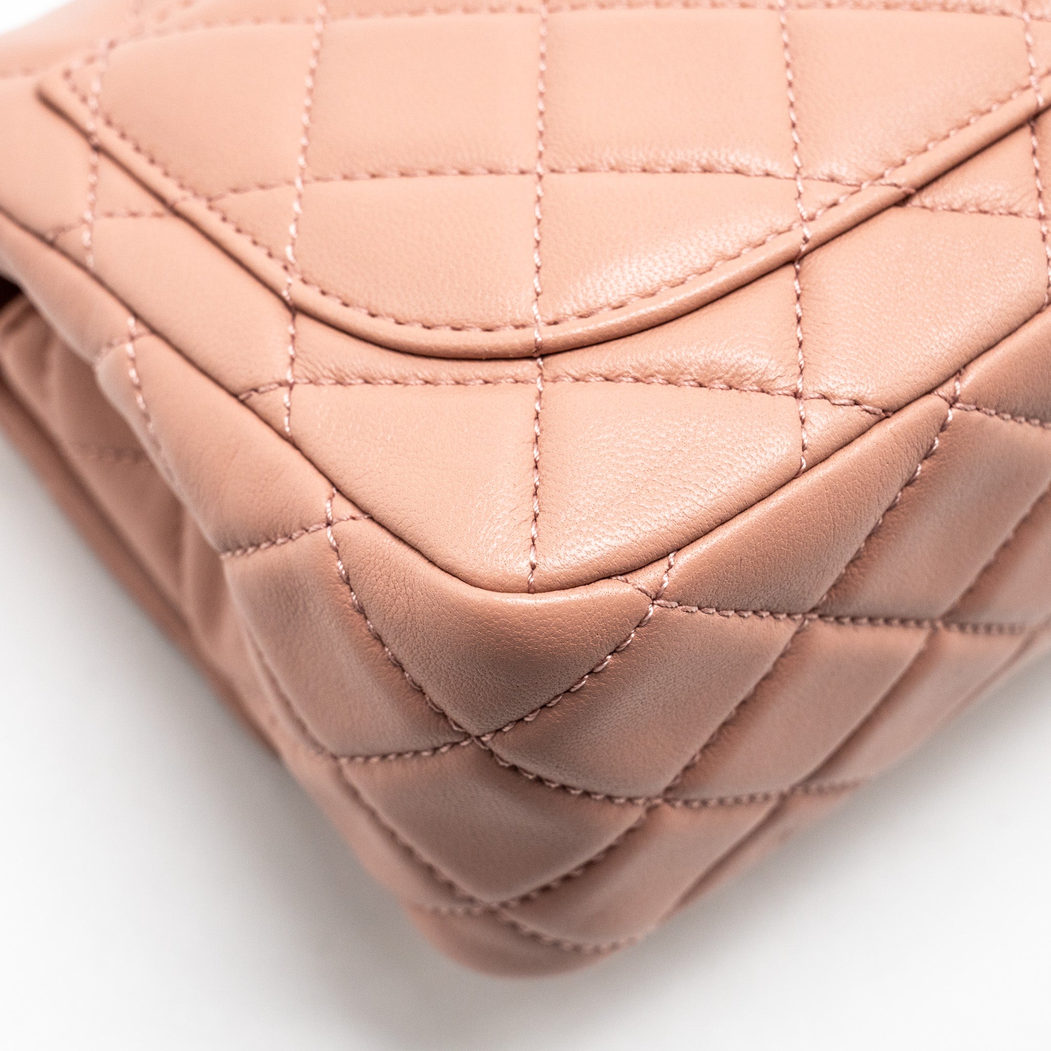 CHANEL PEARL CRUSH MINI SQUARE FLAP BAG LAMBSKIN PINK GHW(MICROCHIP)