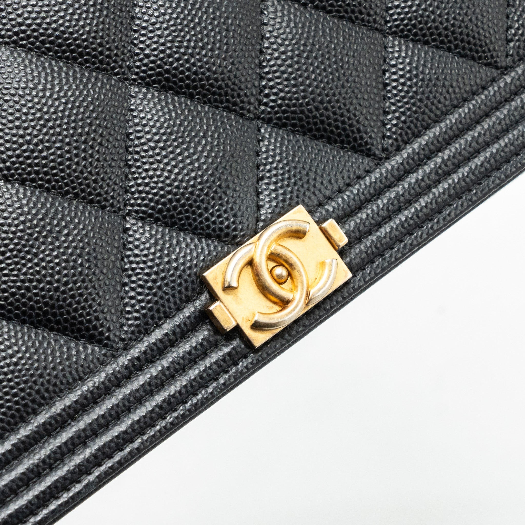 CHANEL BOY WALLET ON CHAIN CAVIAR BLACK GHW