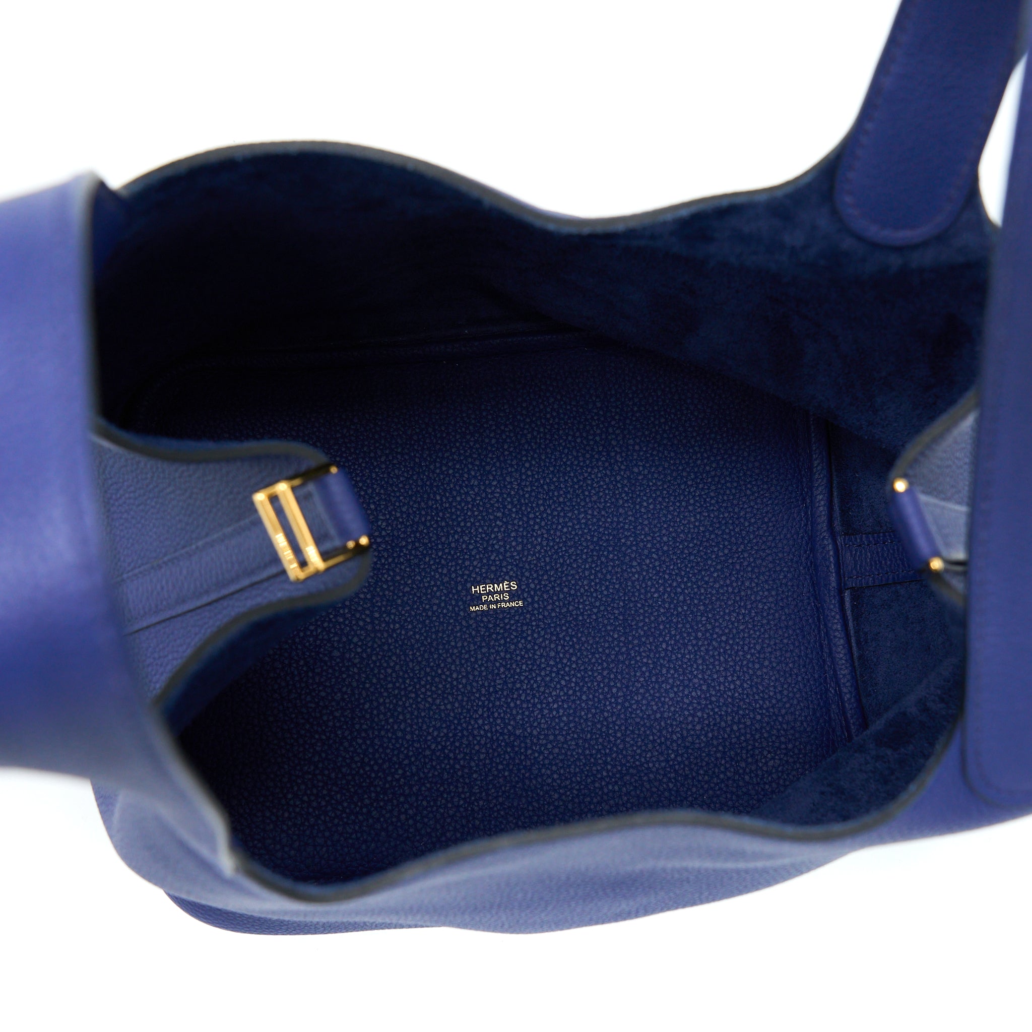 HERMES PICOTIN 22 LOCK BAG TAURILLON MAURICE BLUE SAPHIR GHW