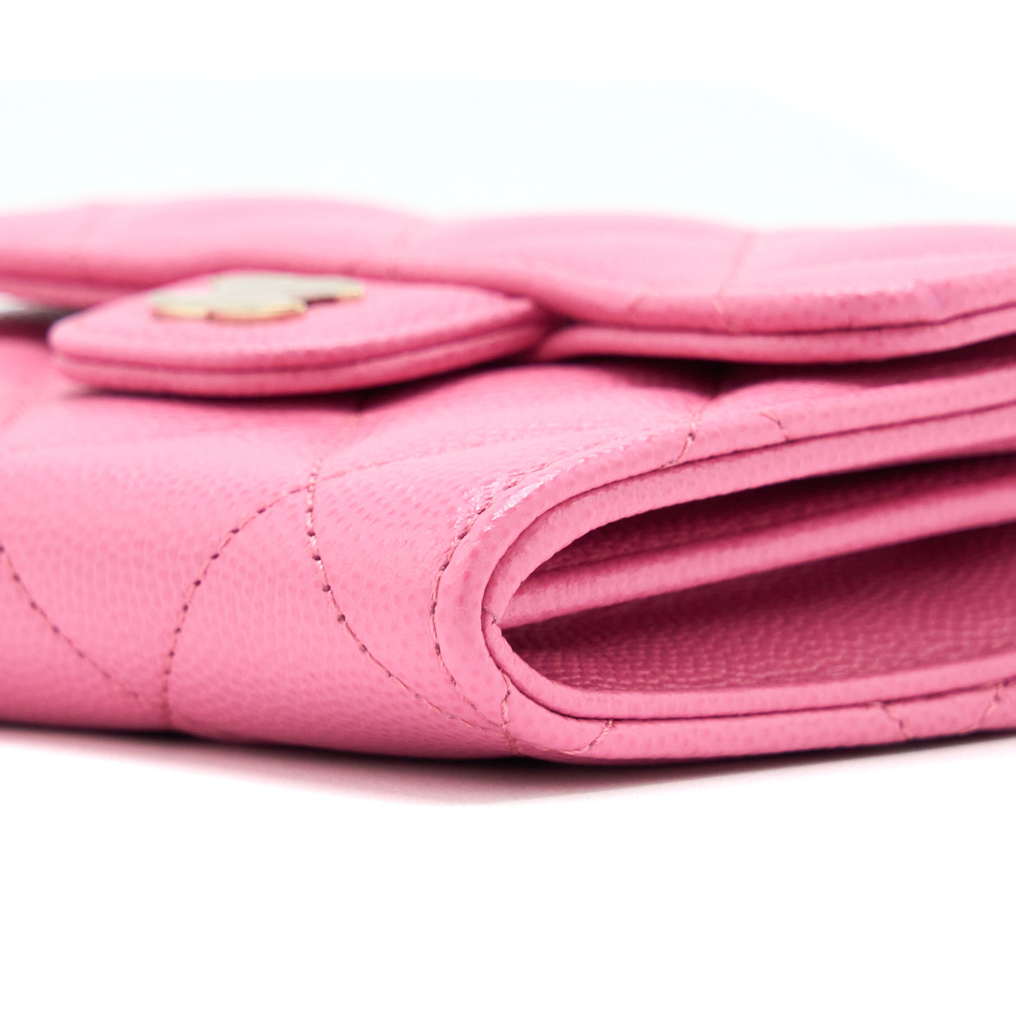 CHANEL MINI FLAP CARD HOLDER CAVIAR PINK LGHW