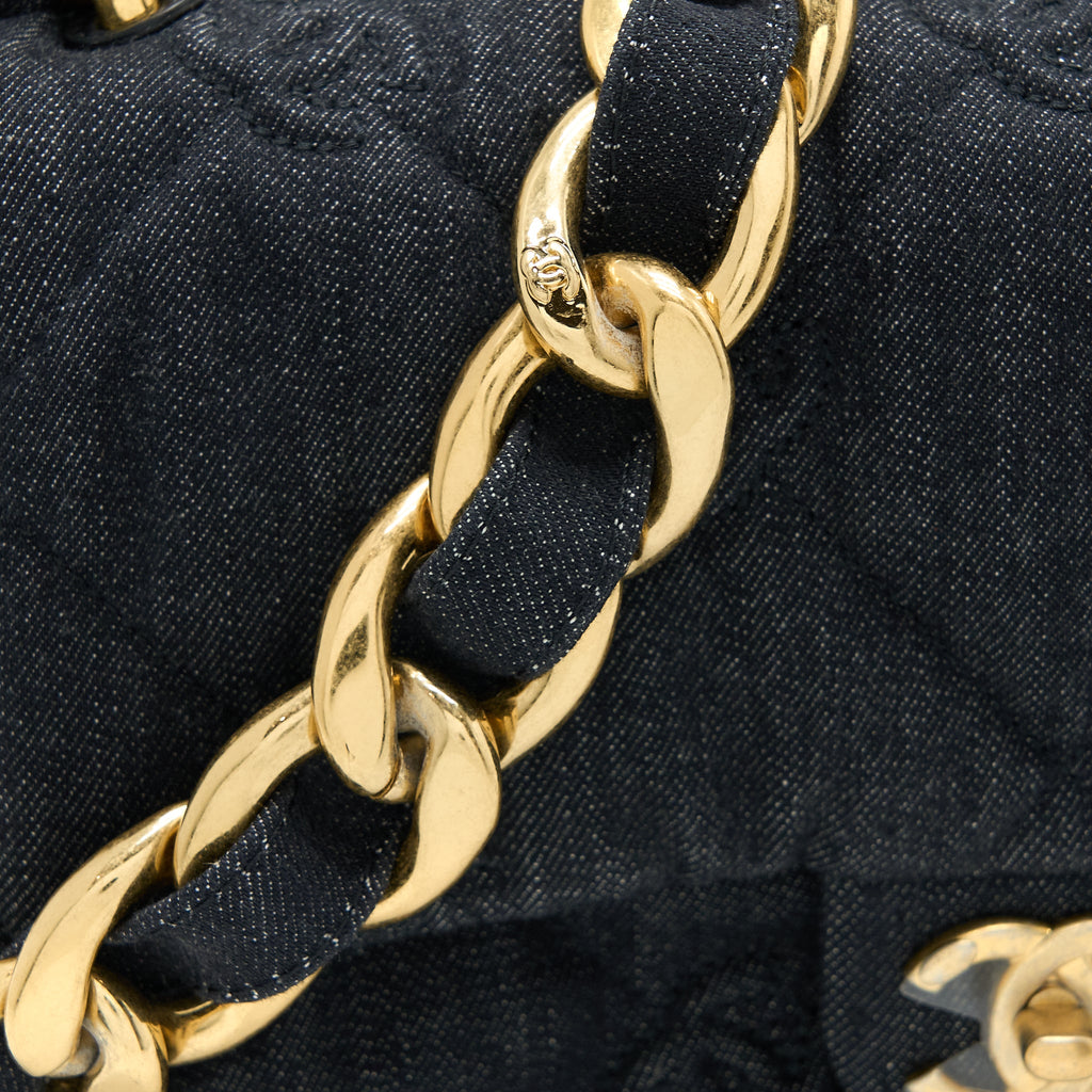 CHANEL 22S GIANT CHAIN FLAP SHOULDER BAG DENIM DARK BLUE BRUSHED GHW (MICROCHIP)