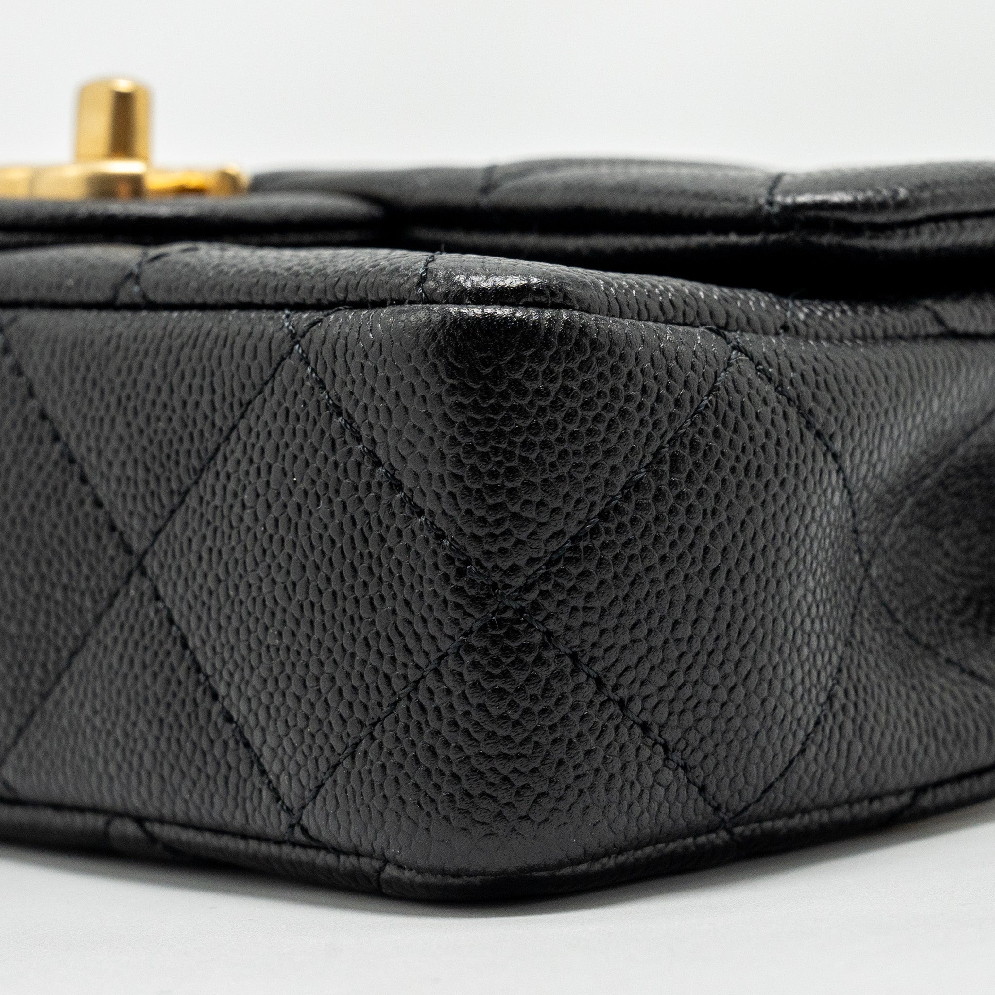 CHANEL COCO LOVE MINI FLAP BAG WITH ADJUSTABLE CHAIN CAVIAR BLACK GHW (MICROCHIP)