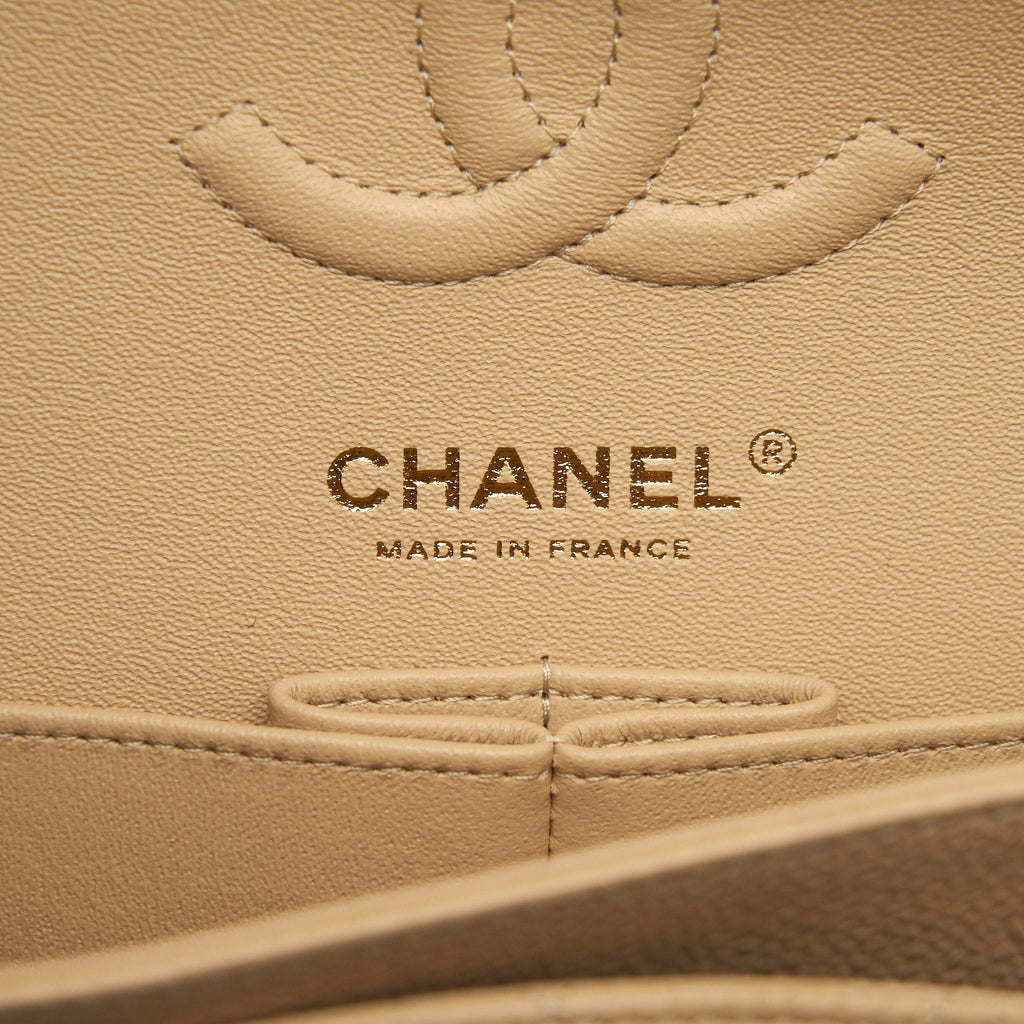 CHANEL SMALL CLASSIC DOUBLE FLAP BAG CAVIAR BEIGE GHW