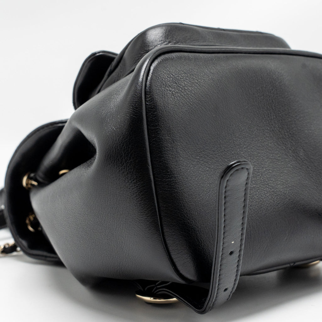 CHANEL MINI DUMA BACKPACK CALFSKIN BLACK LGHW (MICROCHIP)